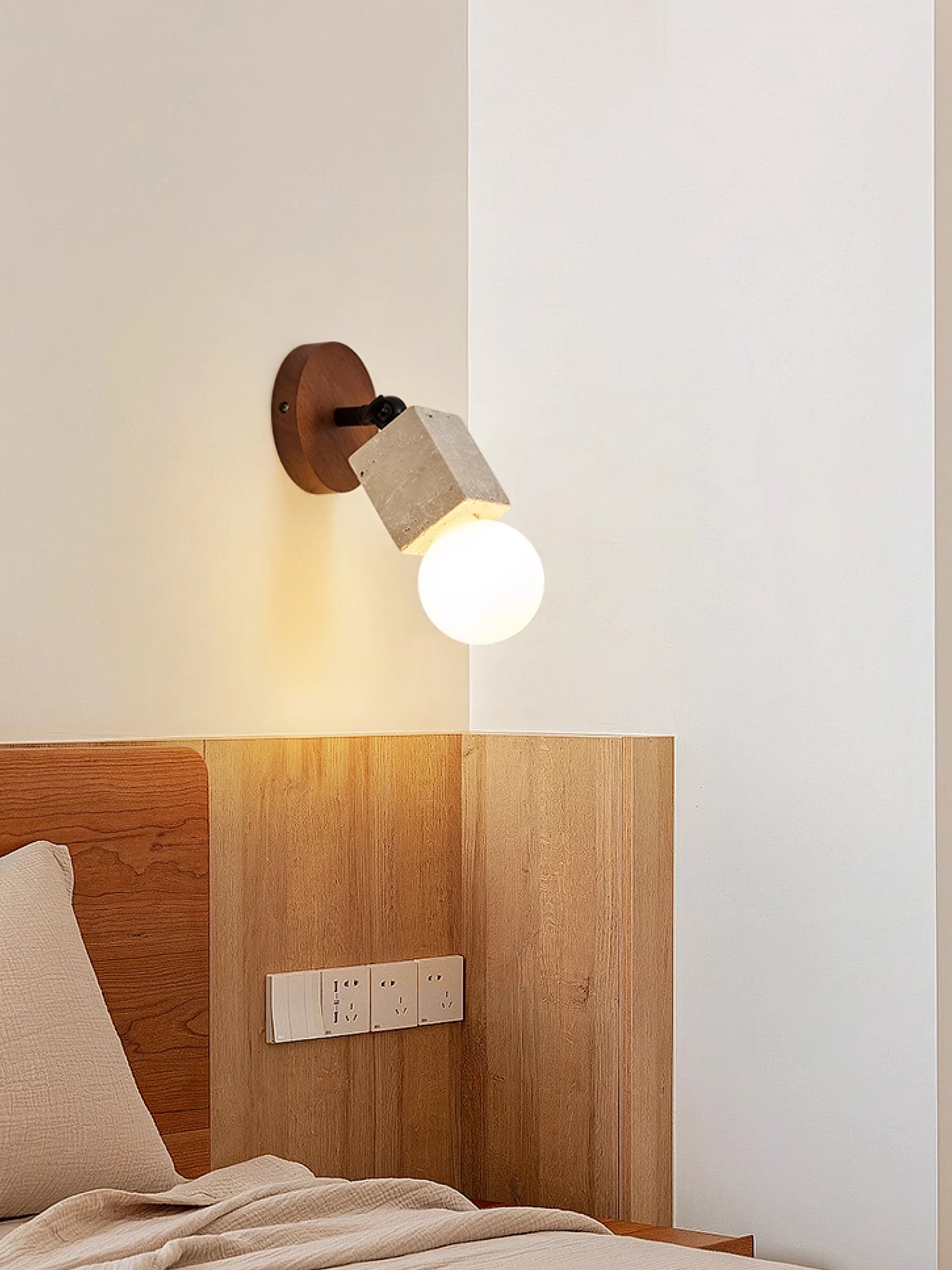 Cesilyra Swivel Cylinder Travertine Wall Light-Neutral Decor