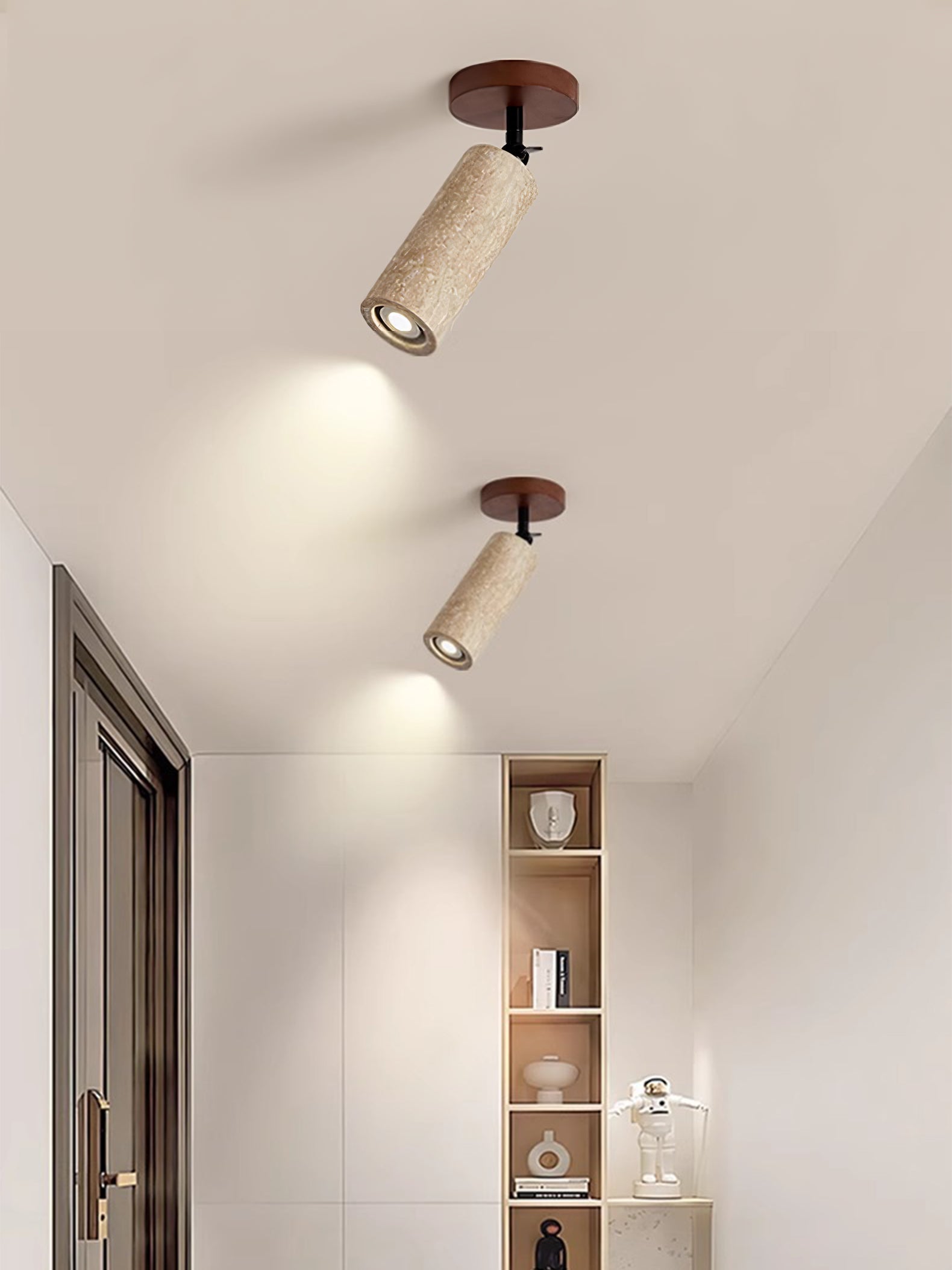 Zarinila Cylindrical-Tube Travertine Wall Light-Neutral Decor