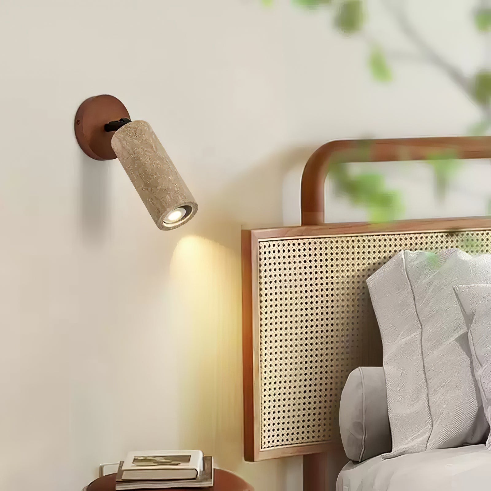 Zarinila Cylindrical-Tube Travertine Wall Light-Neutral Decor