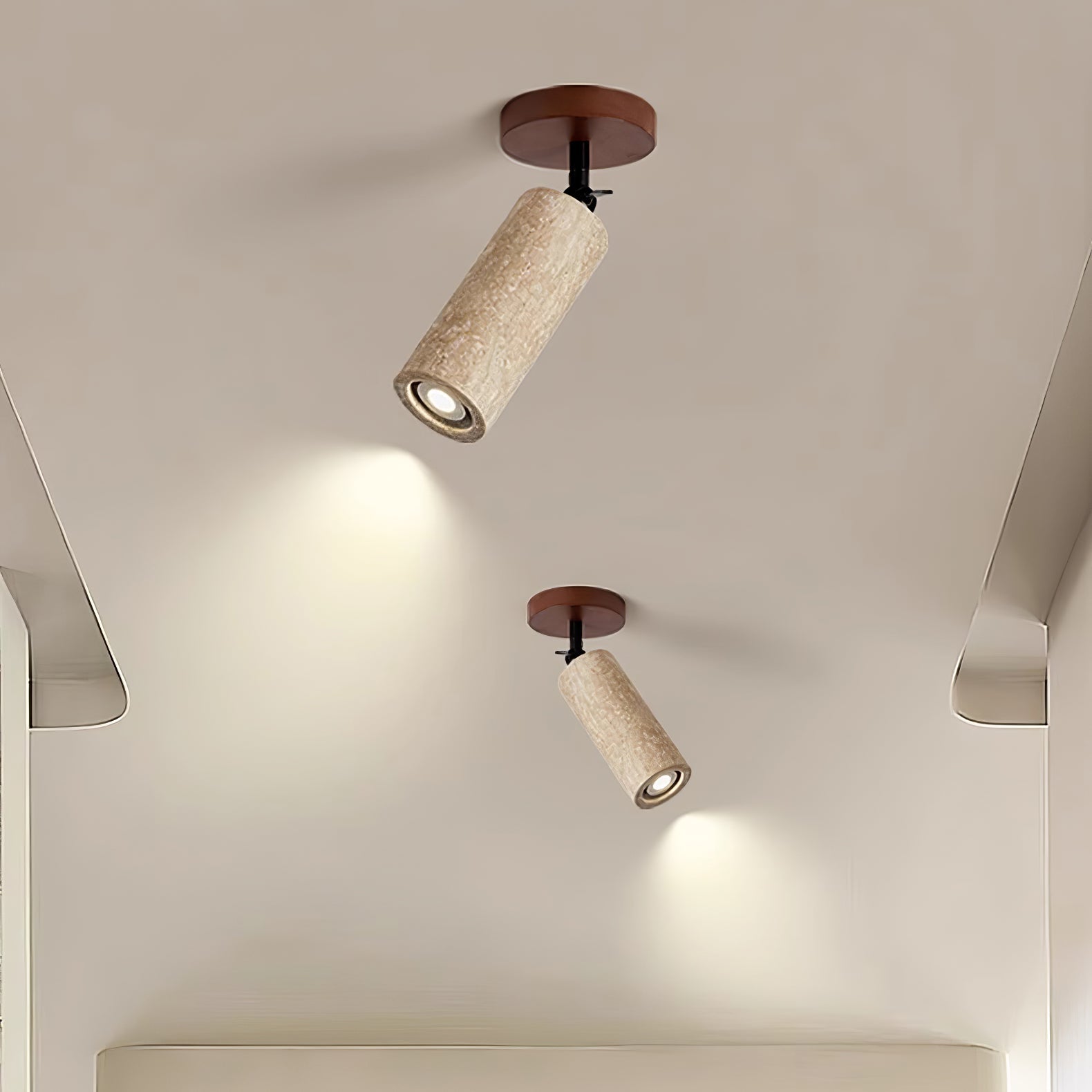Zarinila Cylindrical-Tube Travertine Wall Light-Neutral Decor
