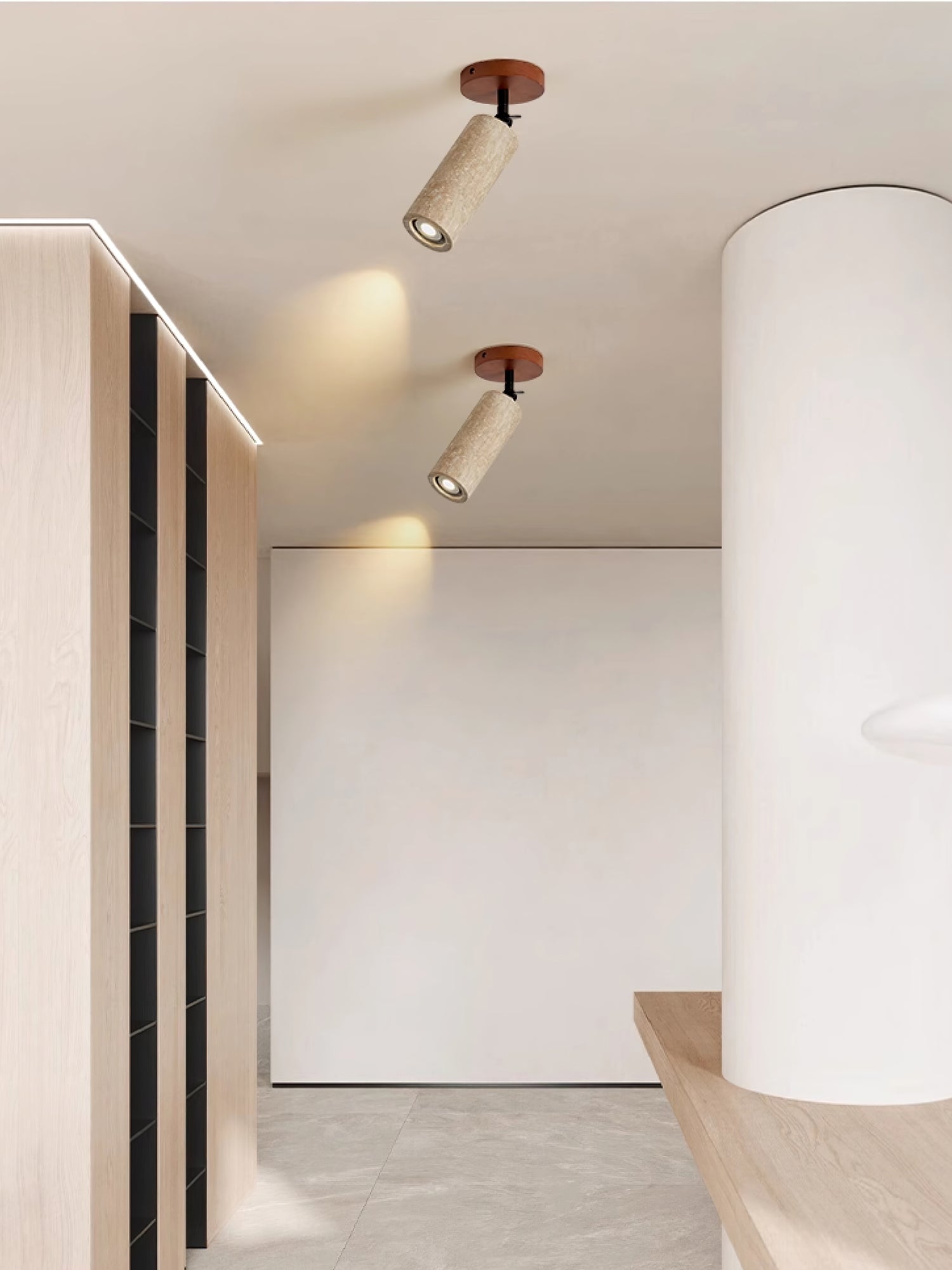 Zarinila Cylindrical-Tube Travertine Wall Light-Neutral Decor