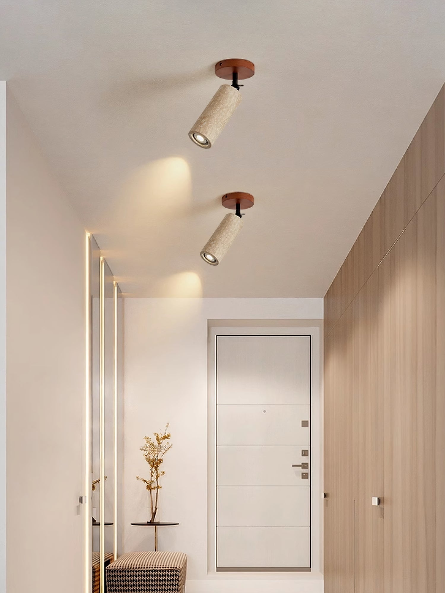 Zarinila Cylindrical-Tube Travertine Wall Light-Neutral Decor