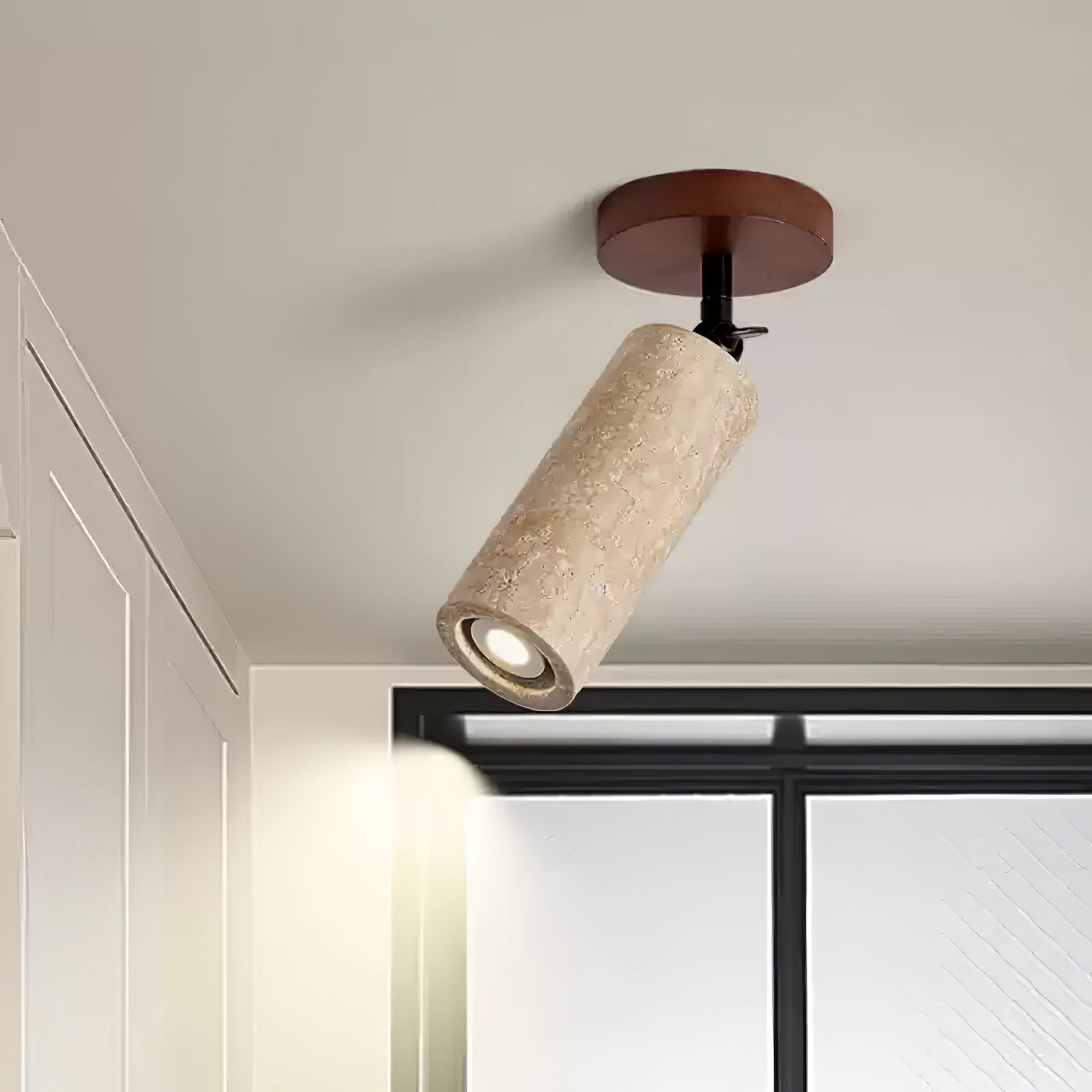 Zarinila Cylindrical-Tube Travertine Wall Light-Neutral Decor