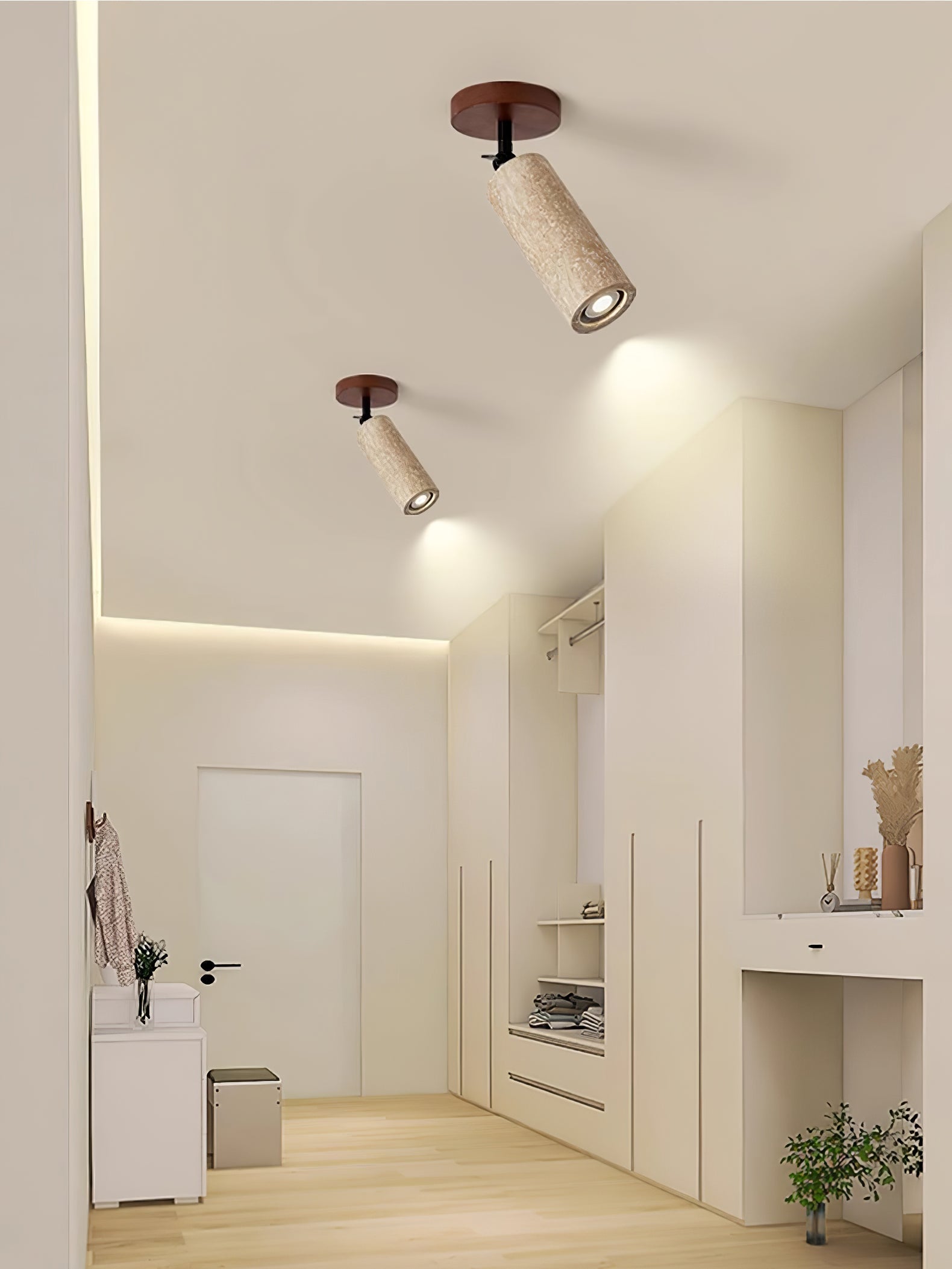 Zarinila Cylindrical-Tube Travertine Wall Light-Neutral Decor