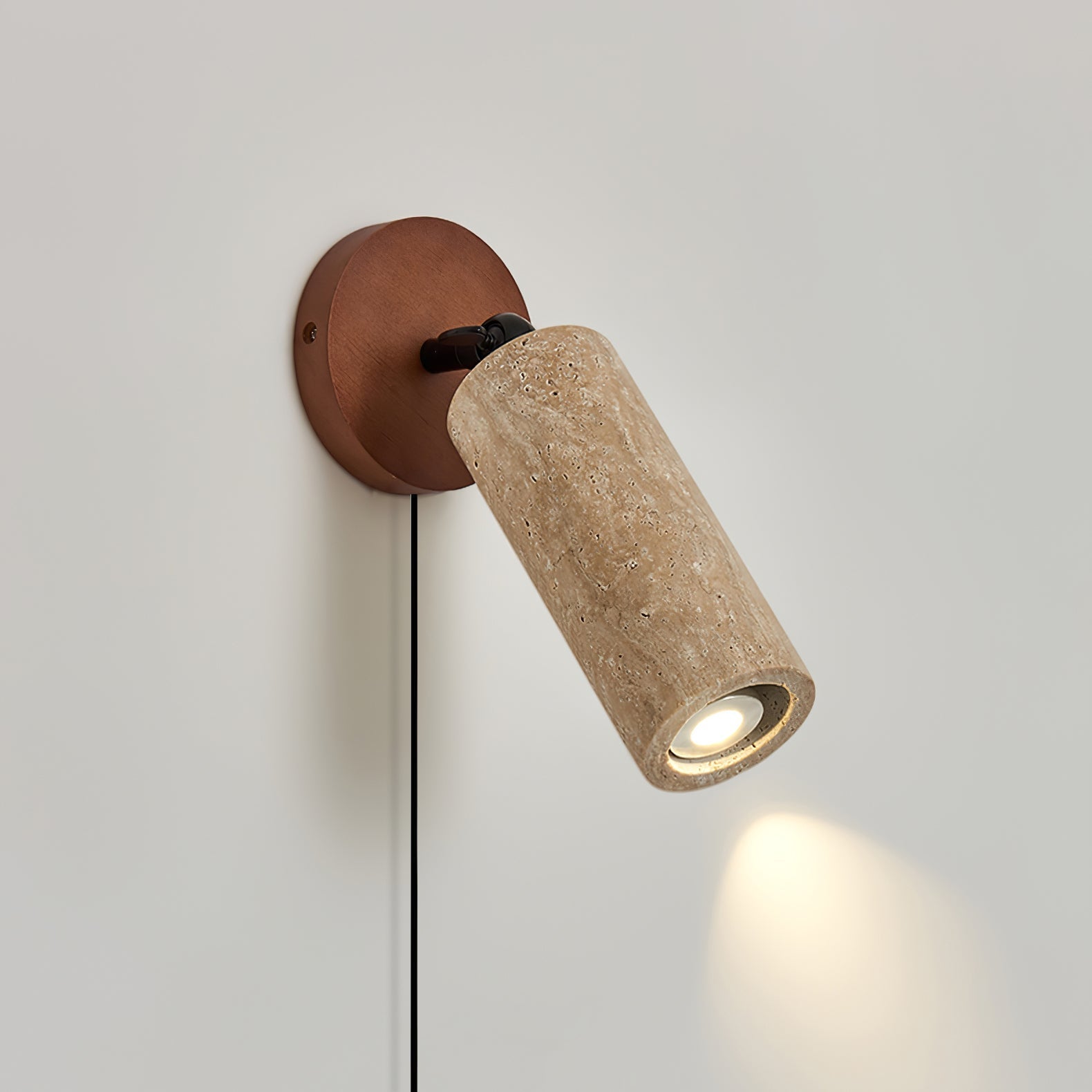 Cesilyra Swivel Cylinder Travertine Wall Light-Neutral Decor