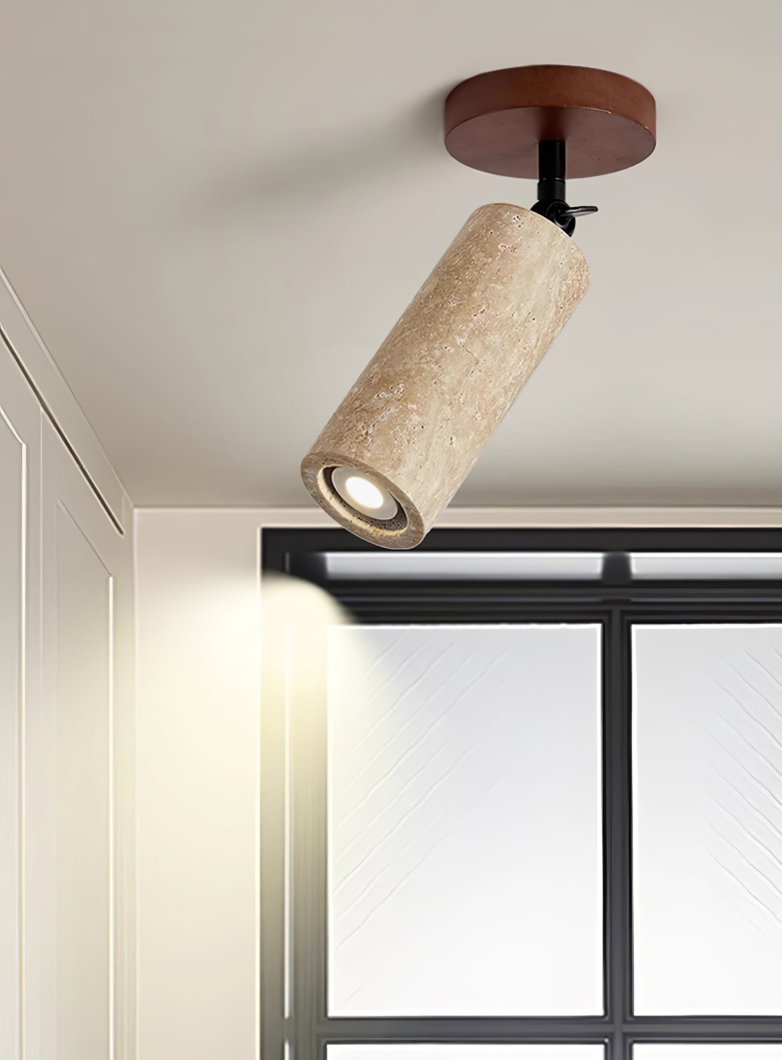 Zarinila Cylindrical-Tube Travertine Wall Light-Neutral Decor