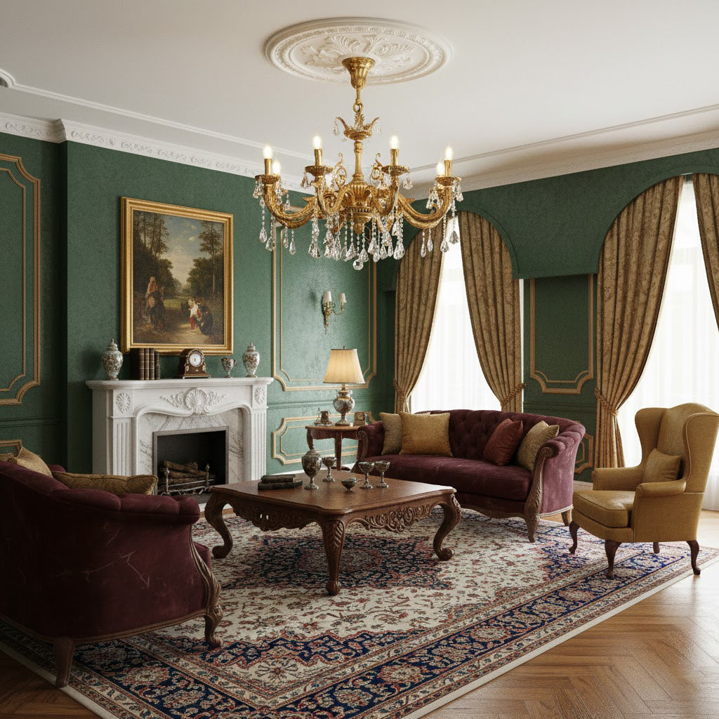 The 10+5 estate-scale Versailles Chandelier as a centerpiece in a ballroom.