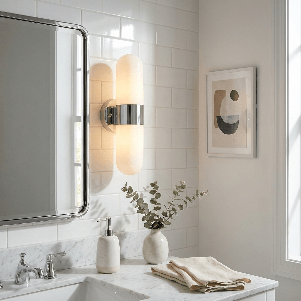 Vertical Capsule Glass Wall Sconce-Neutral Decor