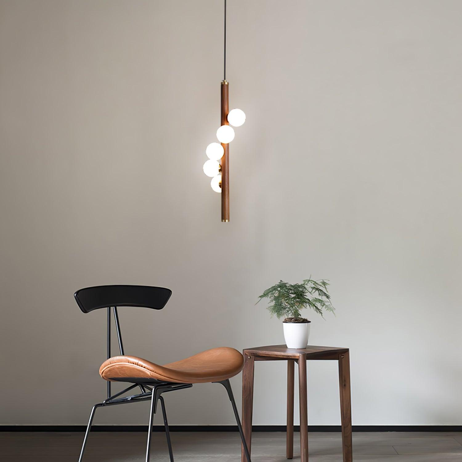 Lustra Pendant Lamp Wooden Glass Linear-Neutral Decor