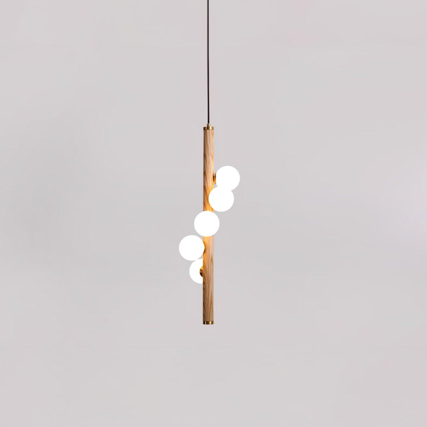 Lustra Pendant Lamp Wooden Glass Linear-Neutral Decor