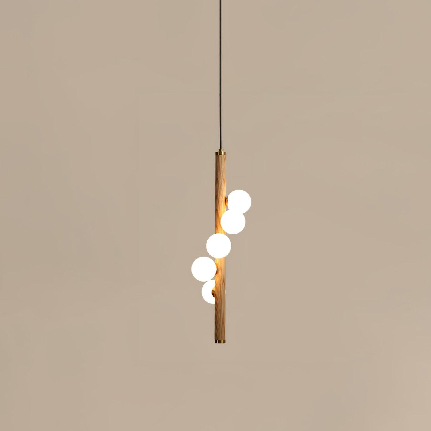 Lustra Pendant Lamp Wooden Glass Linear-Neutral Decor