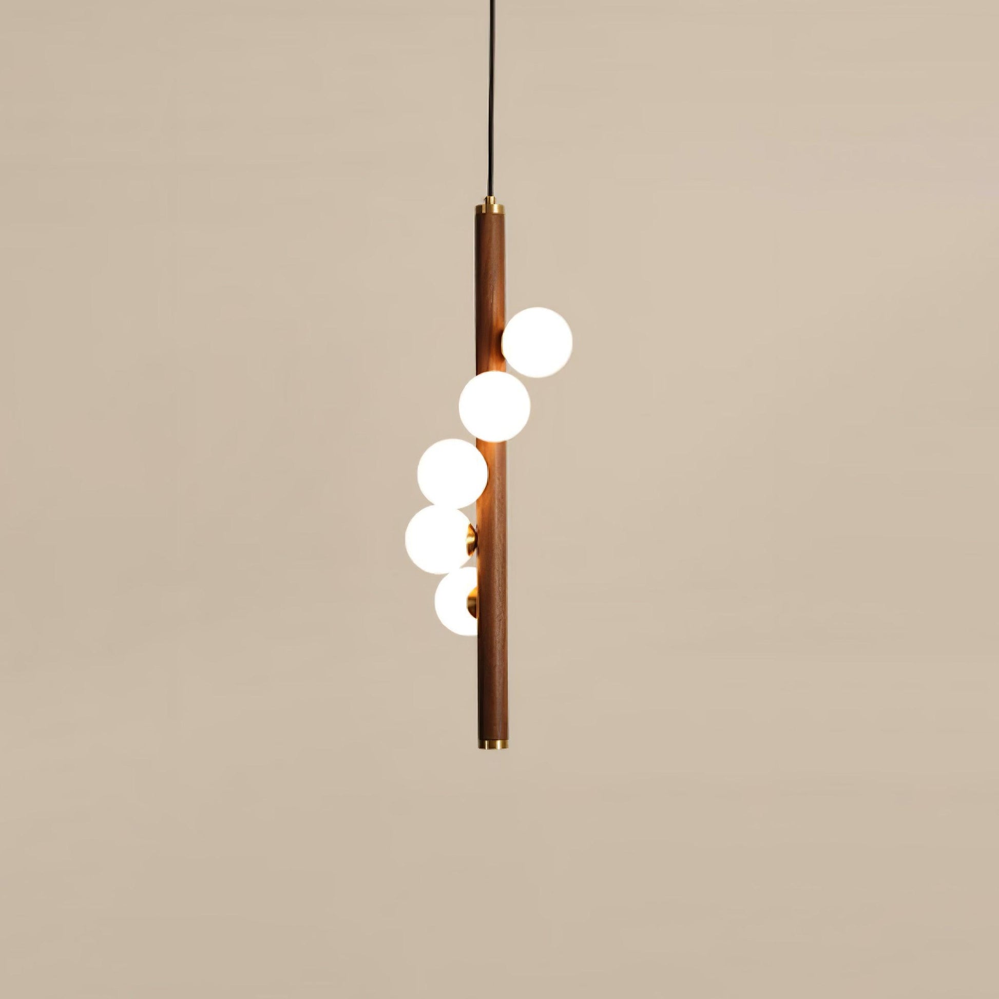 Lustra Pendant Lamp Wooden Glass Linear-Neutral Decor