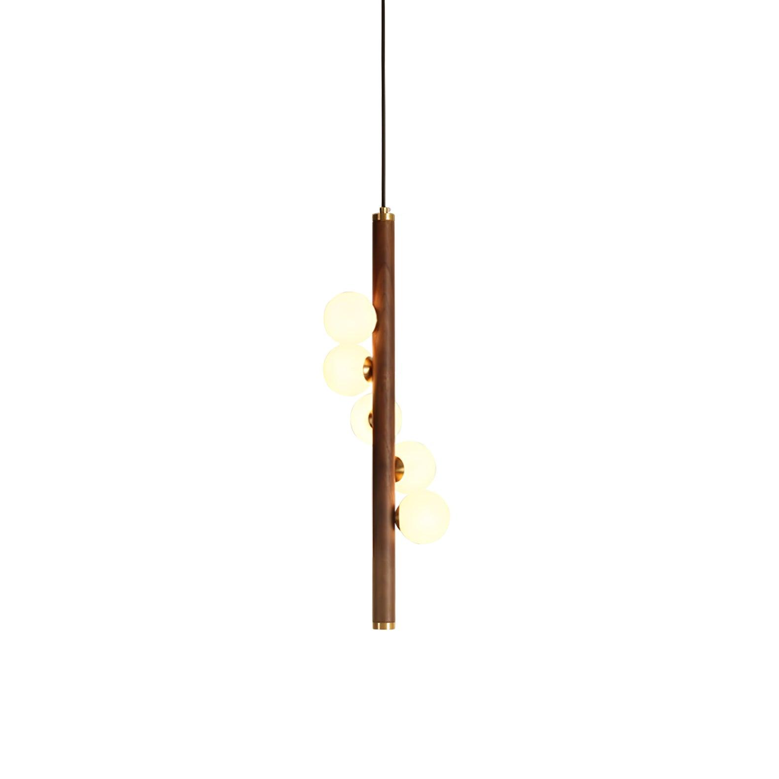 Lustra Pendant Lamp Wooden Glass Linear-Neutral Decor