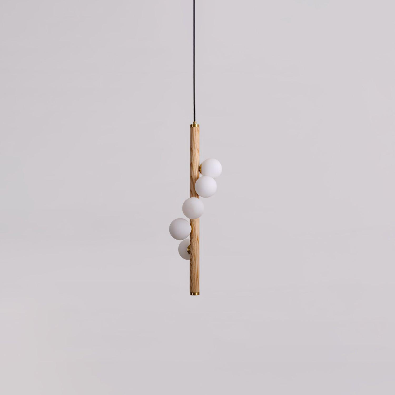 Lustra Pendant Lamp Wooden Glass Linear-Neutral Decor