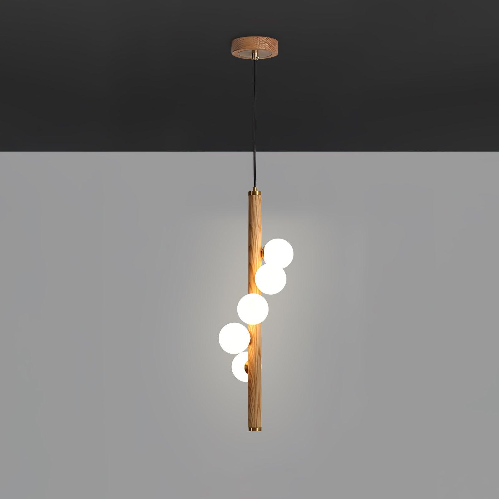 Lustra Pendant Lamp Wooden Glass Linear-Neutral Decor