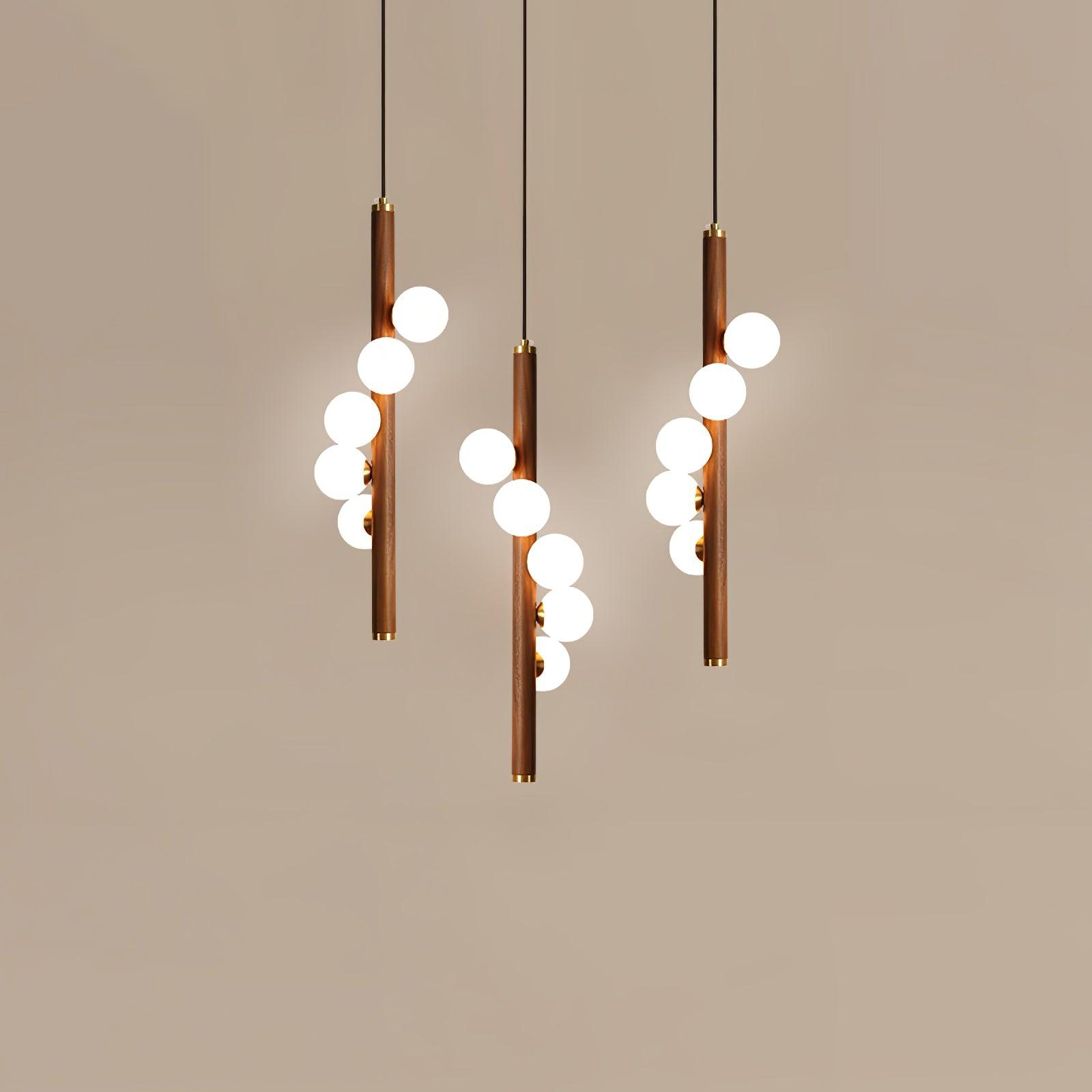 Lustra Pendant Lamp Wooden Glass Linear-Neutral Decor