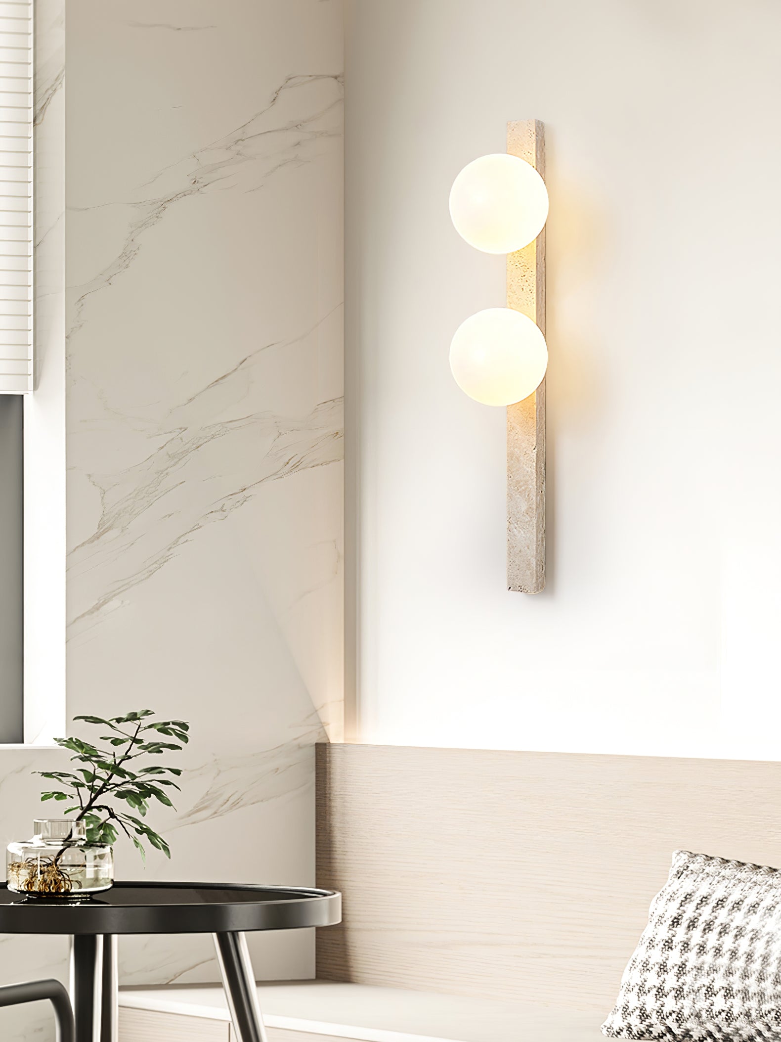 Zoshaira Travertine Wall Light-Neutral Decor