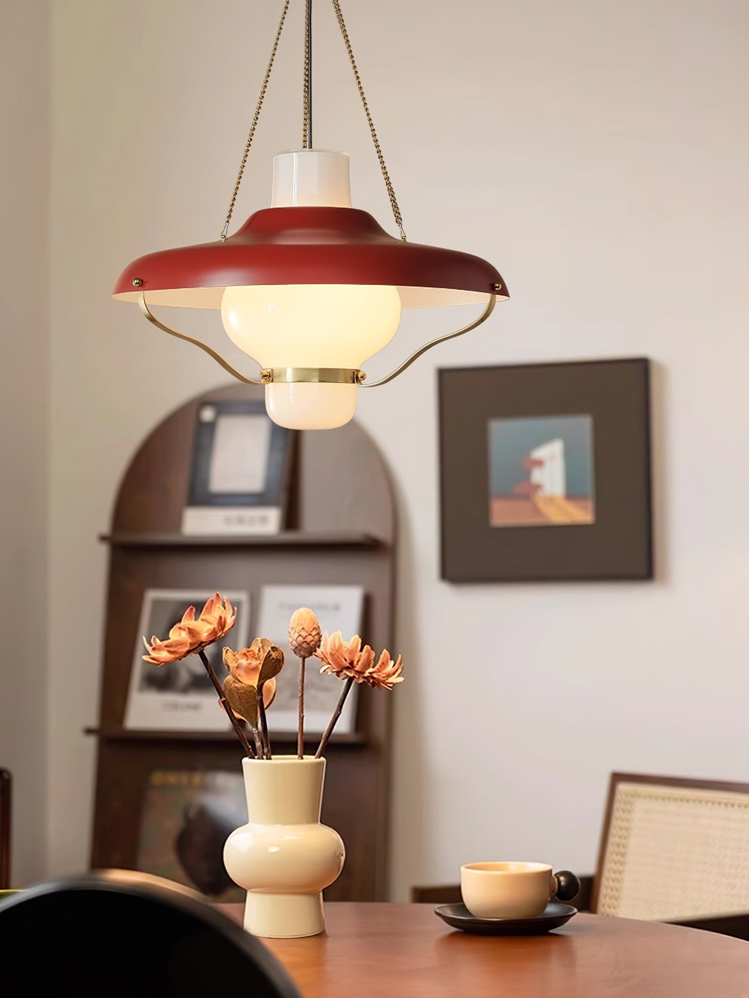 Olaeon Mid-Century Glass Pendant Light-Neutral Decor