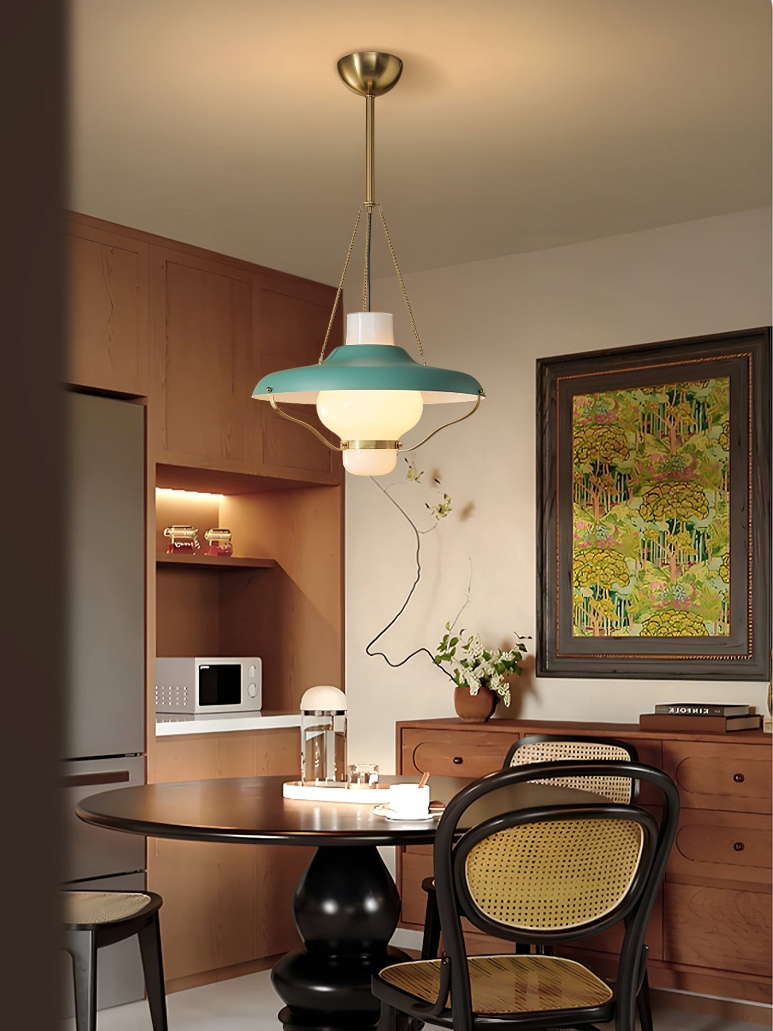 Olaeon Mid-Century Glass Pendant Light-Neutral Decor