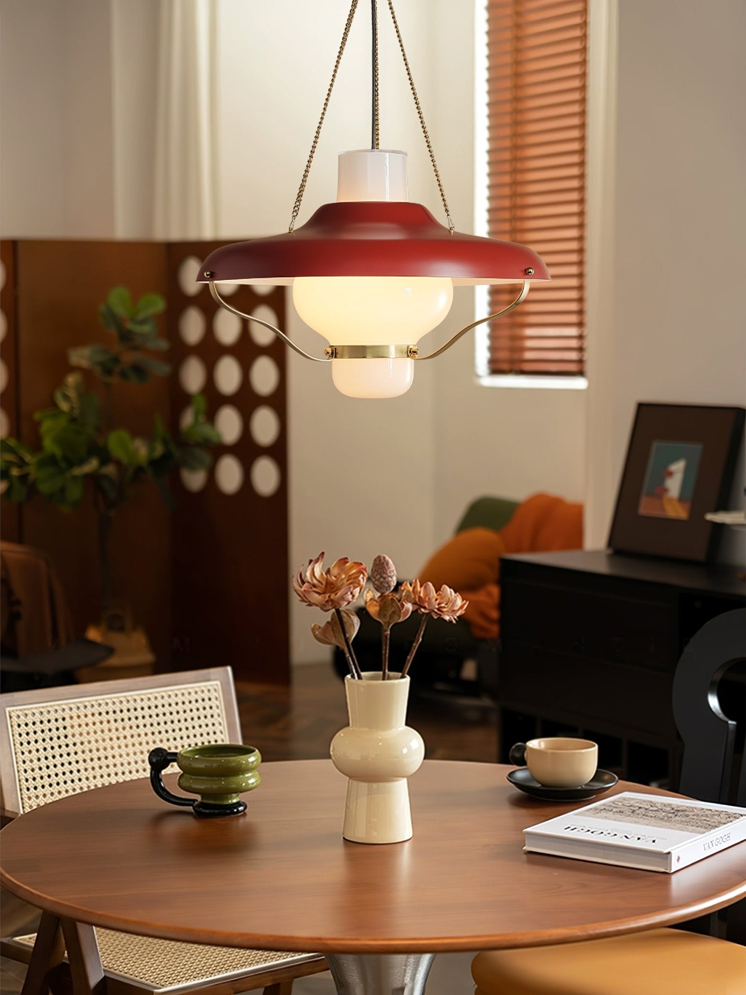 Olaeon Mid-Century Glass Pendant Light-Neutral Decor