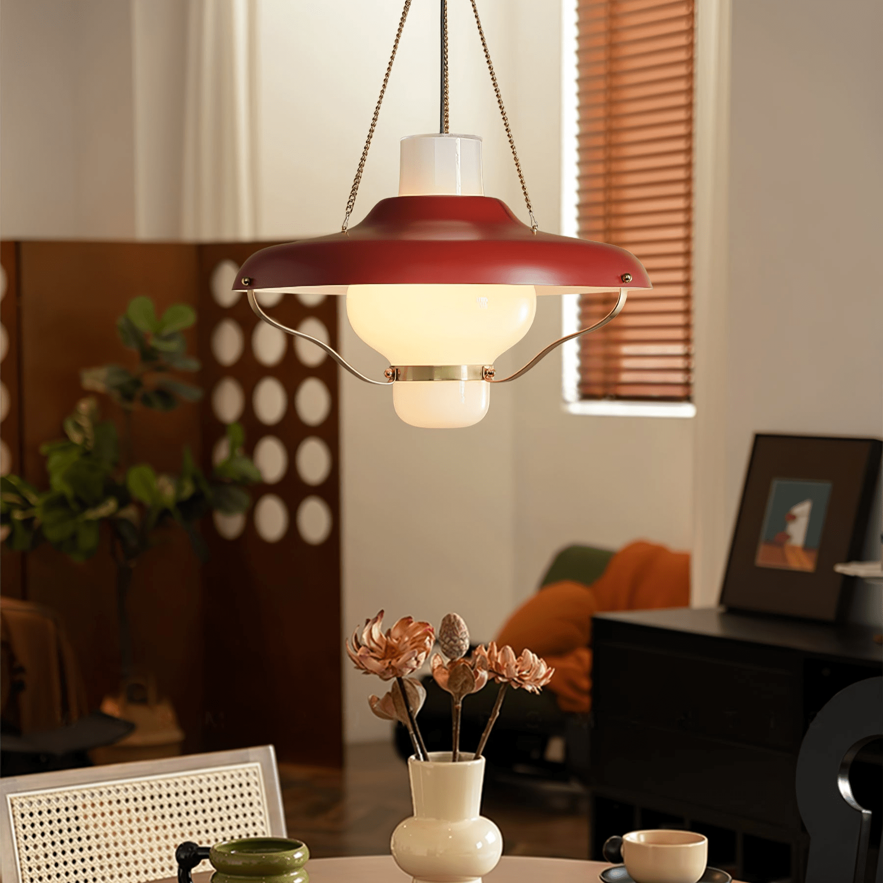 Olaeon Mid-Century Glass Pendant Light-Neutral Decor