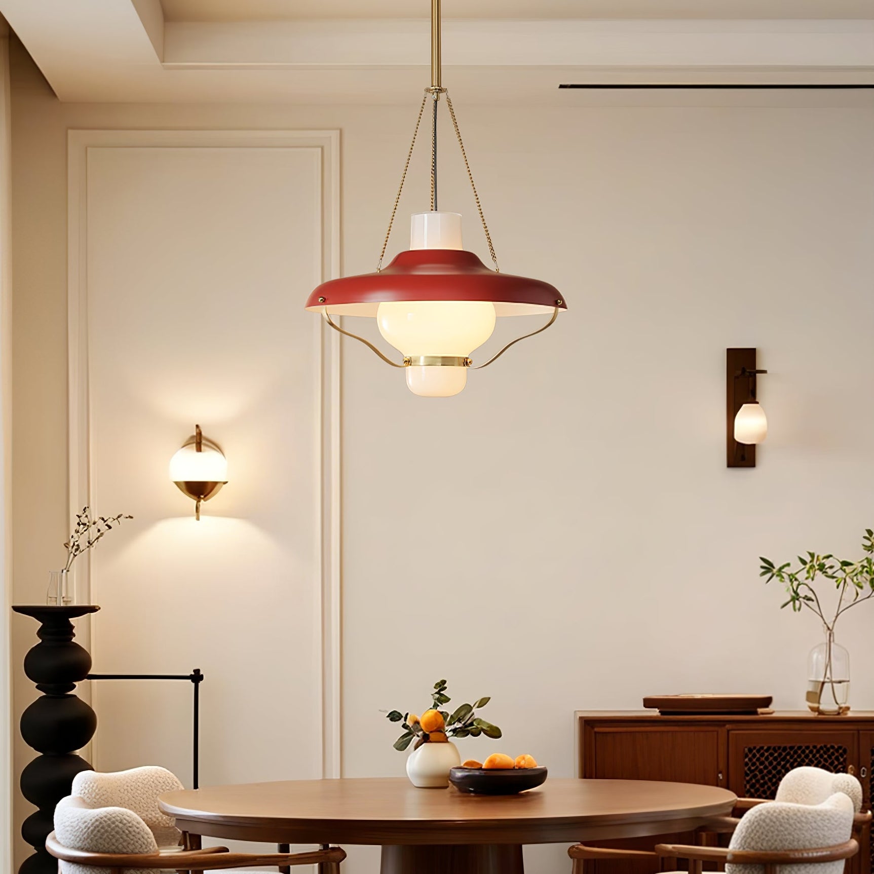 Olaeon Mid-Century Glass Pendant Light-Neutral Decor