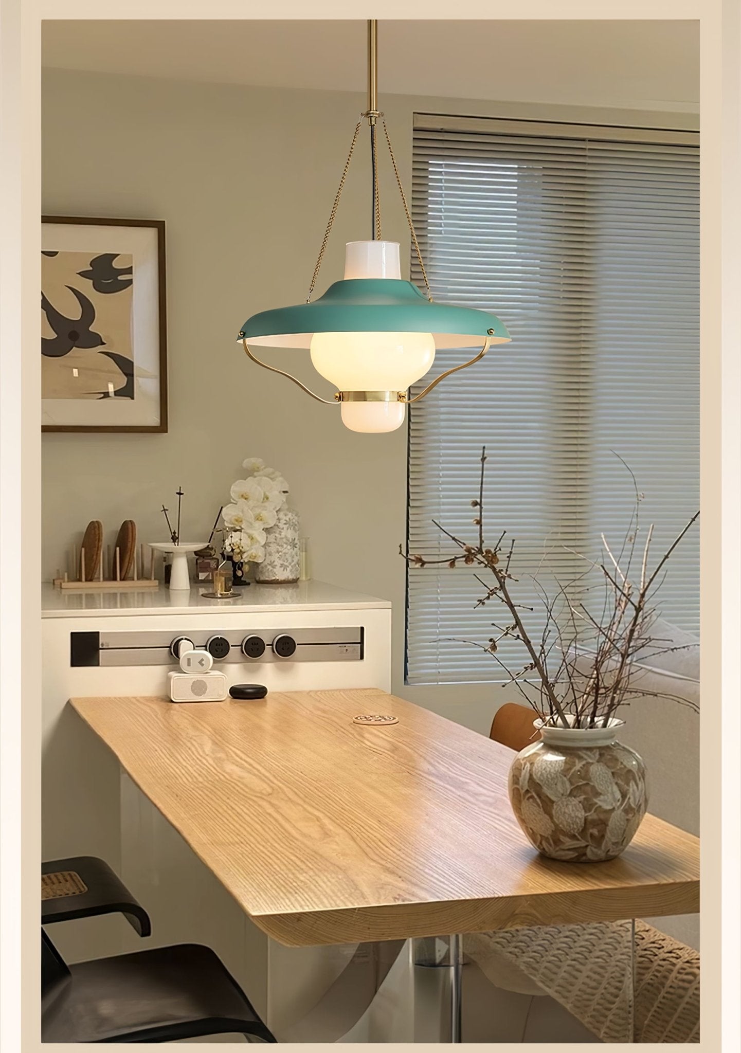 Olaeon Mid-Century Glass Pendant Light-Neutral Decor