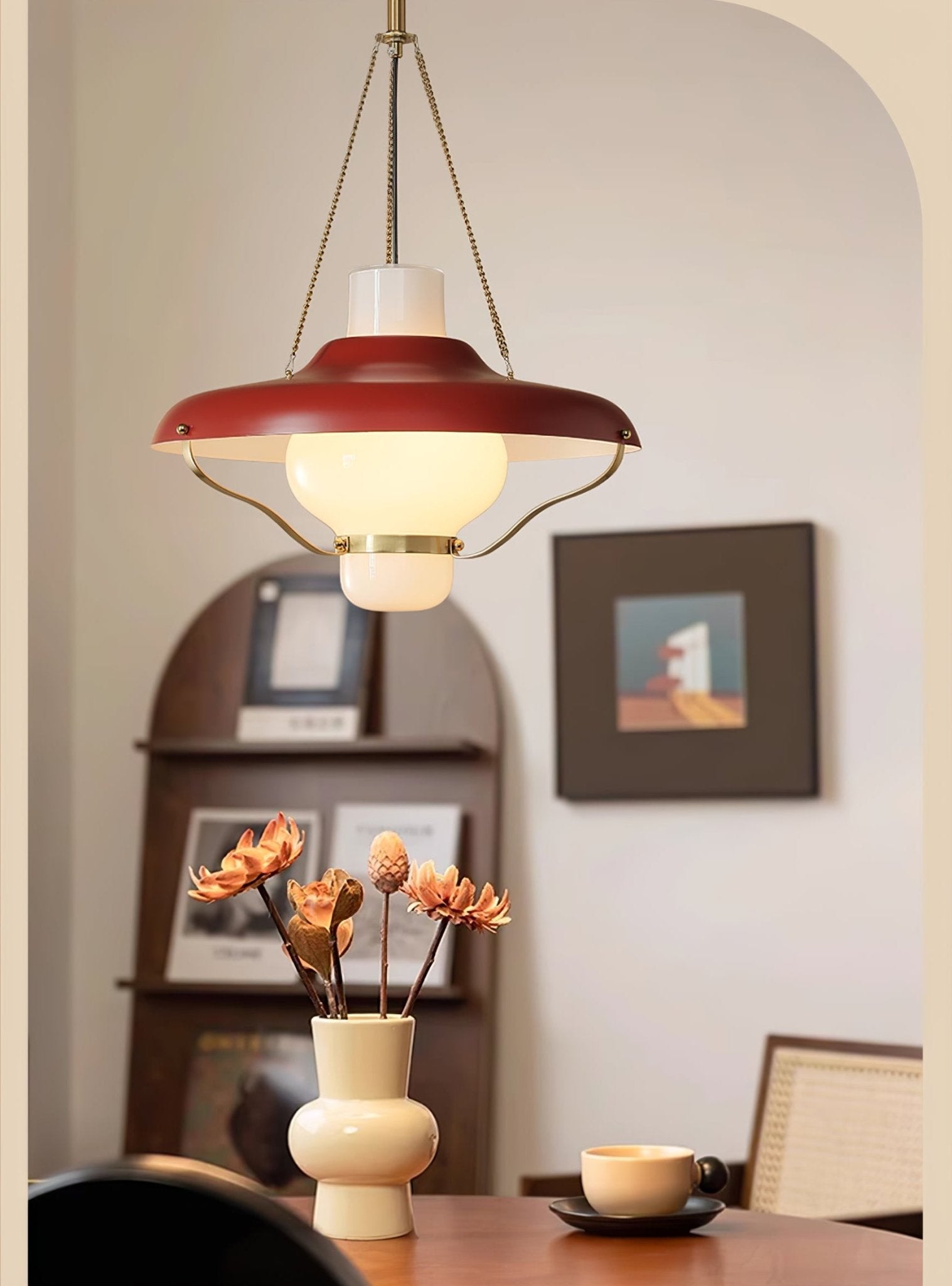 Olaeon Mid-Century Glass Pendant Light-Neutral Decor