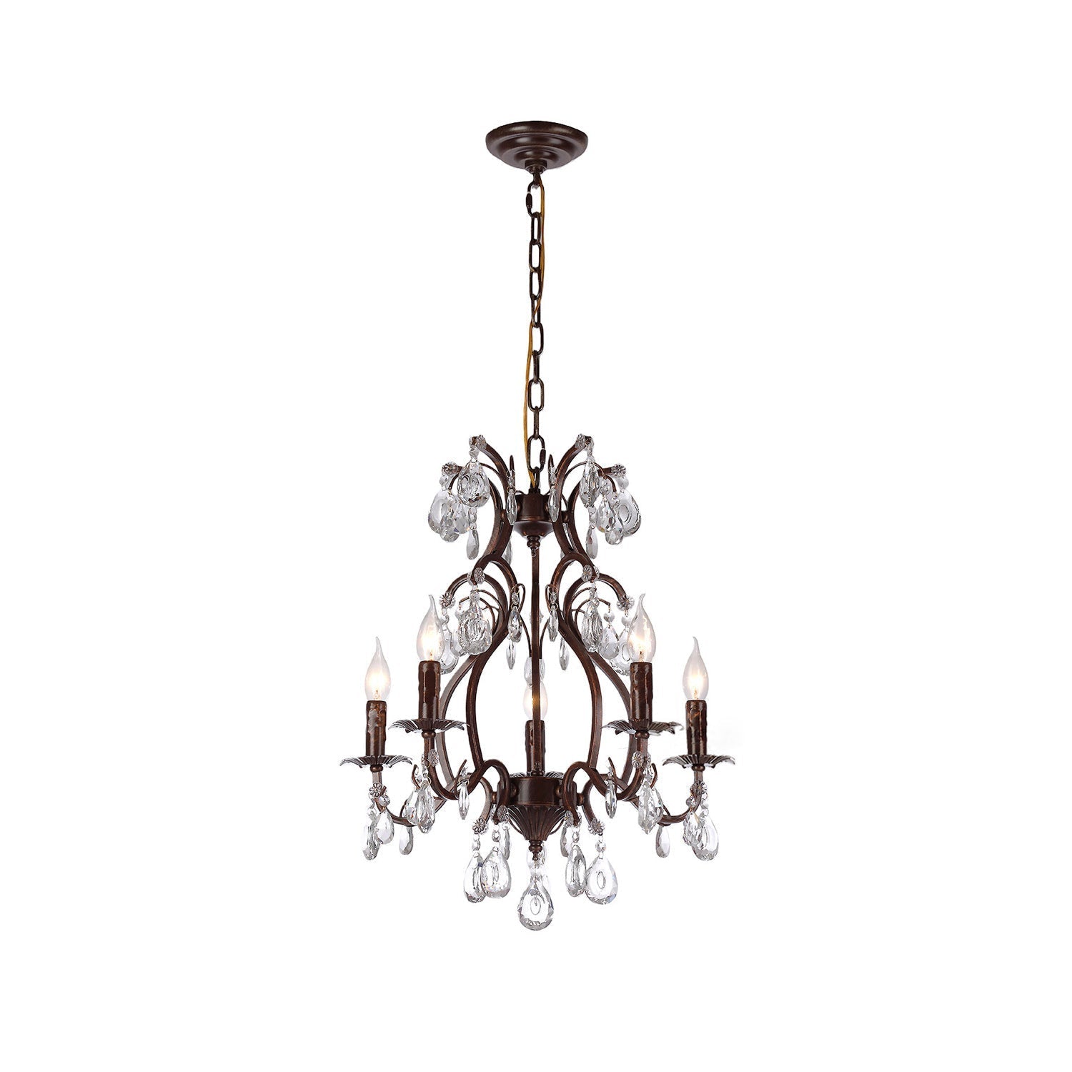 Vesper Crystal Chandelier with an antique red bronze finish.