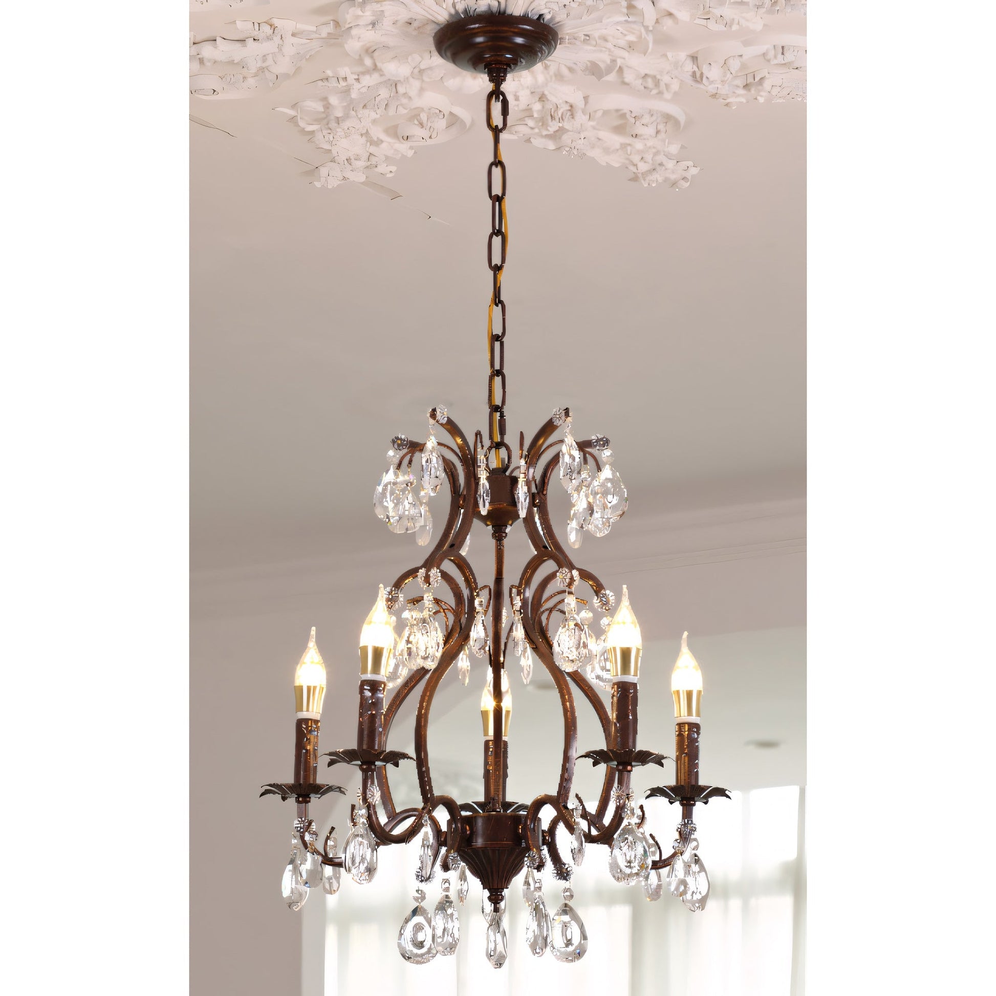 Vesper Crystal Chandelier against a dark background to emphasize the crystal brilliance.