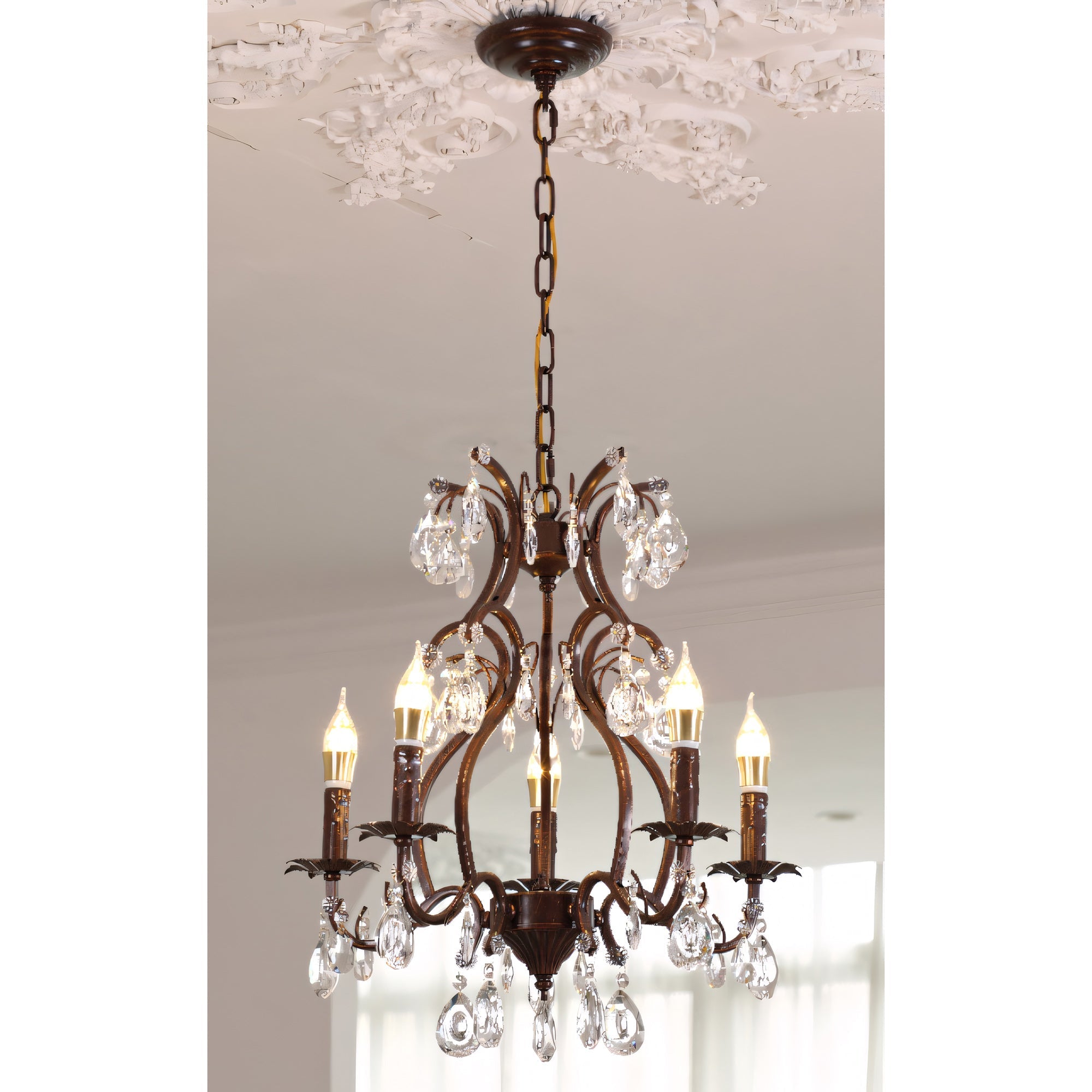 Vesper Crystal Chandelier against a dark background to emphasize the crystal brilliance.