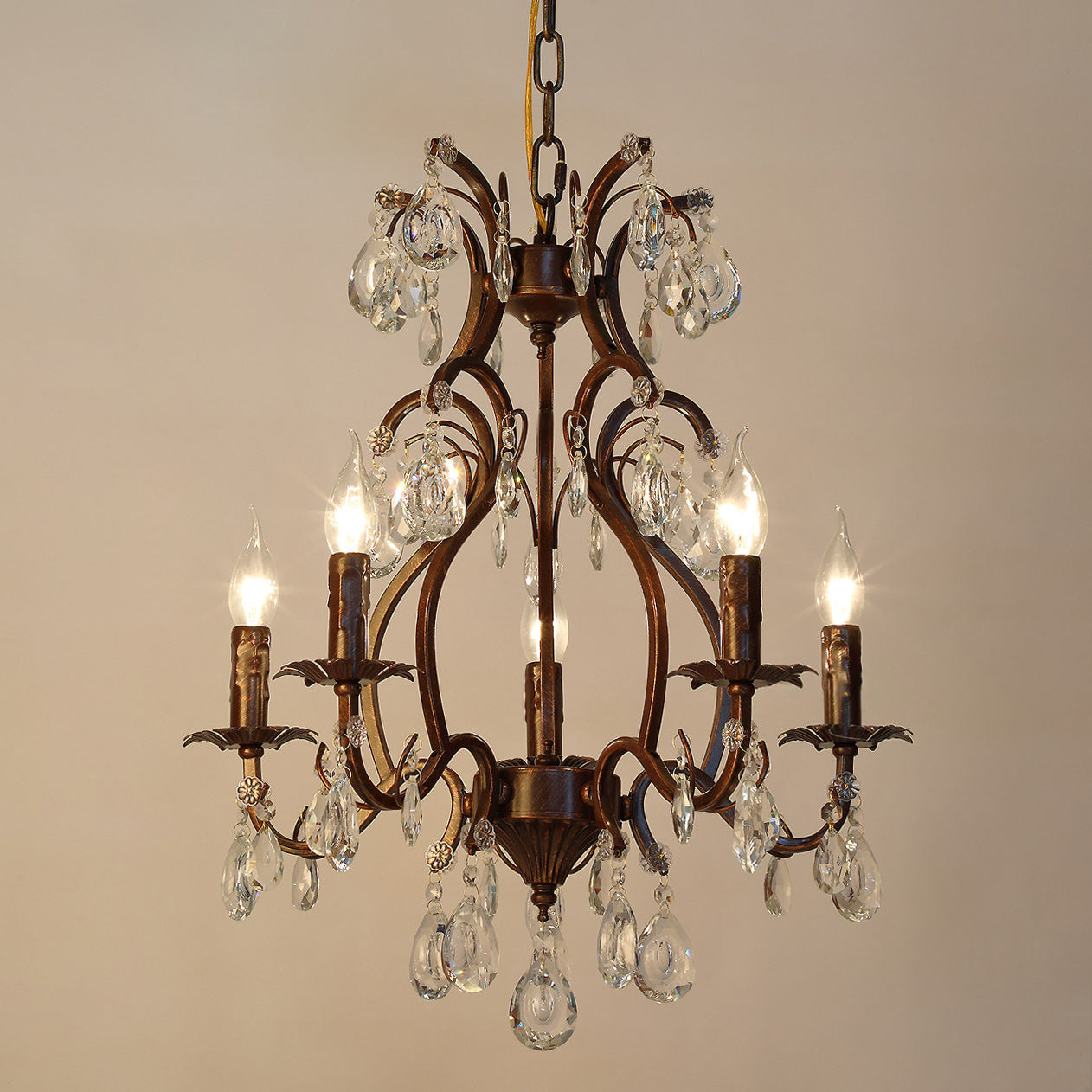 Lifestyle image of the chandelier in a European-style interior.