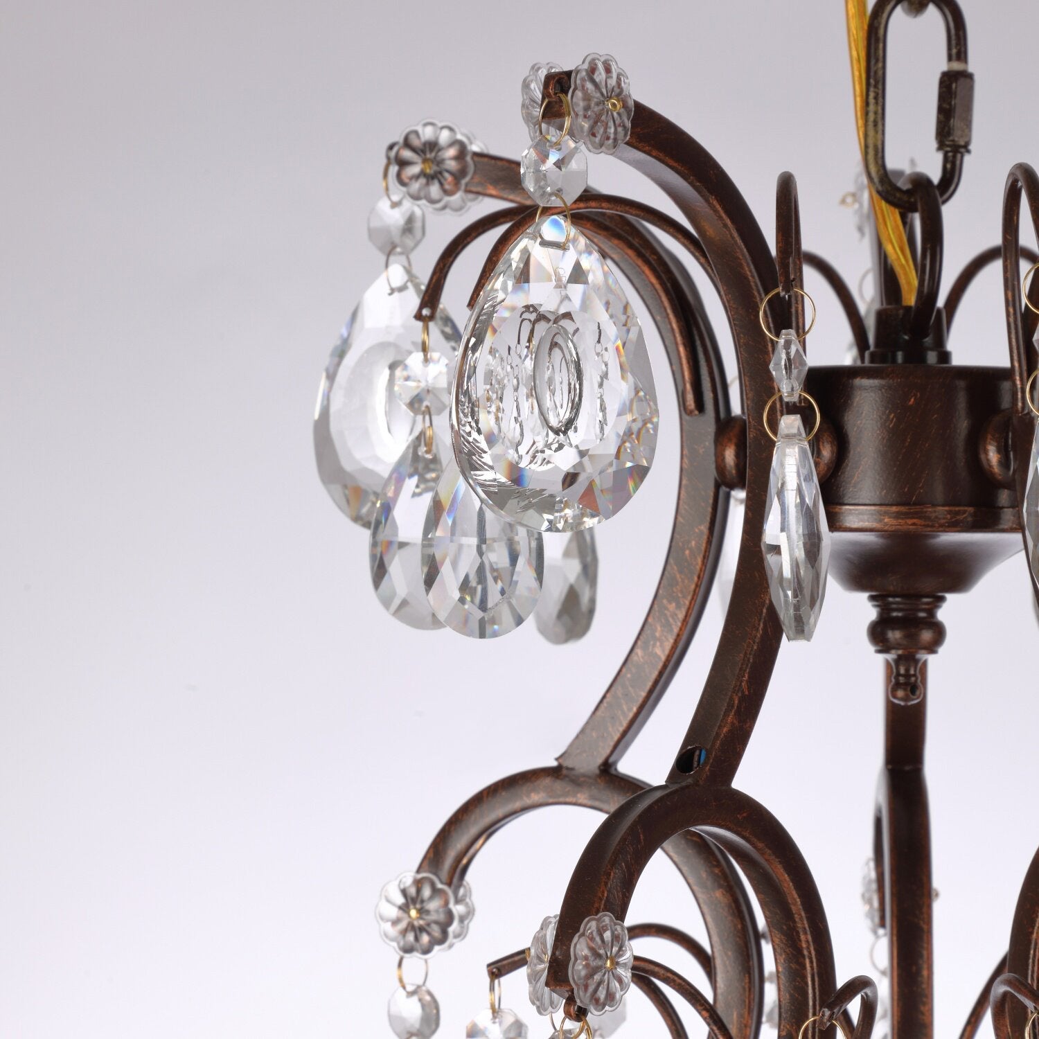 Full view of the Vesper Crystal Chandelier with its hanging chain.