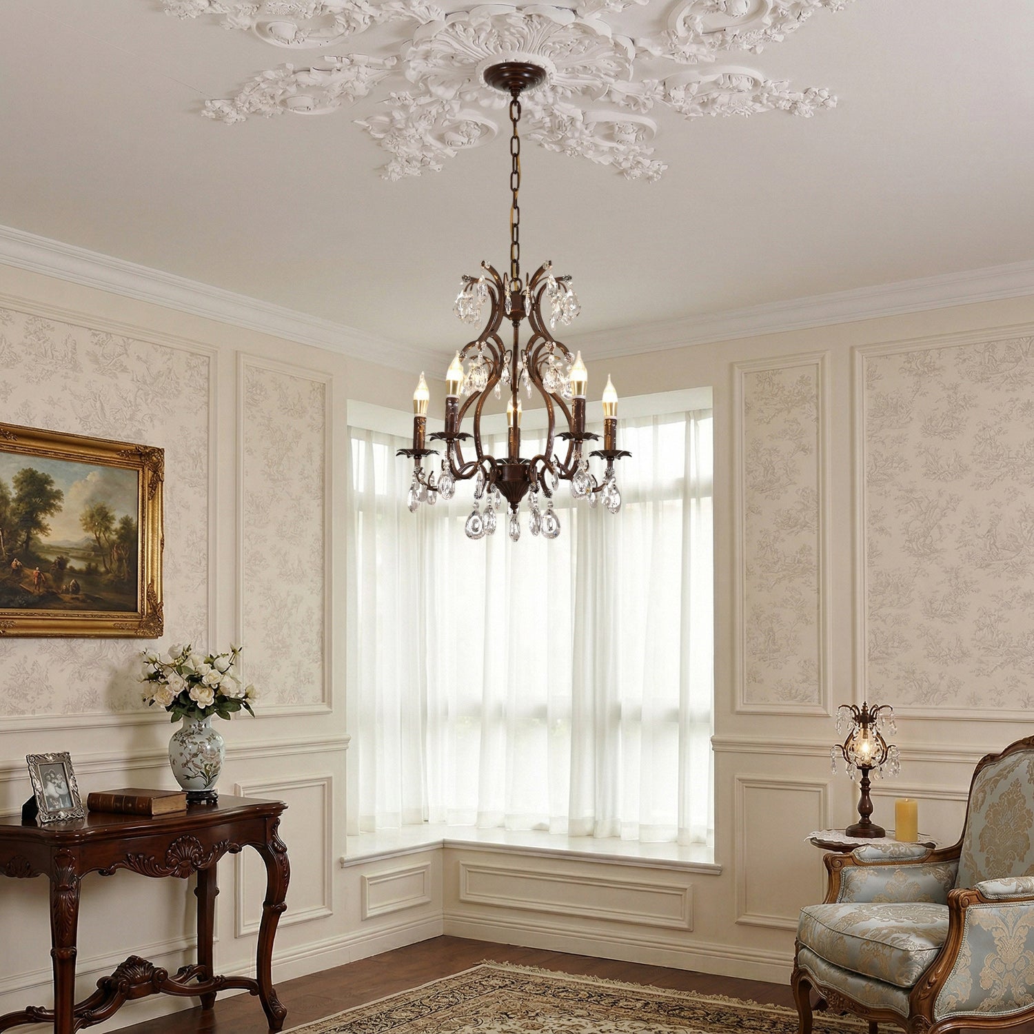 A single crystal facet on the Vesper Chandelier catching the light.