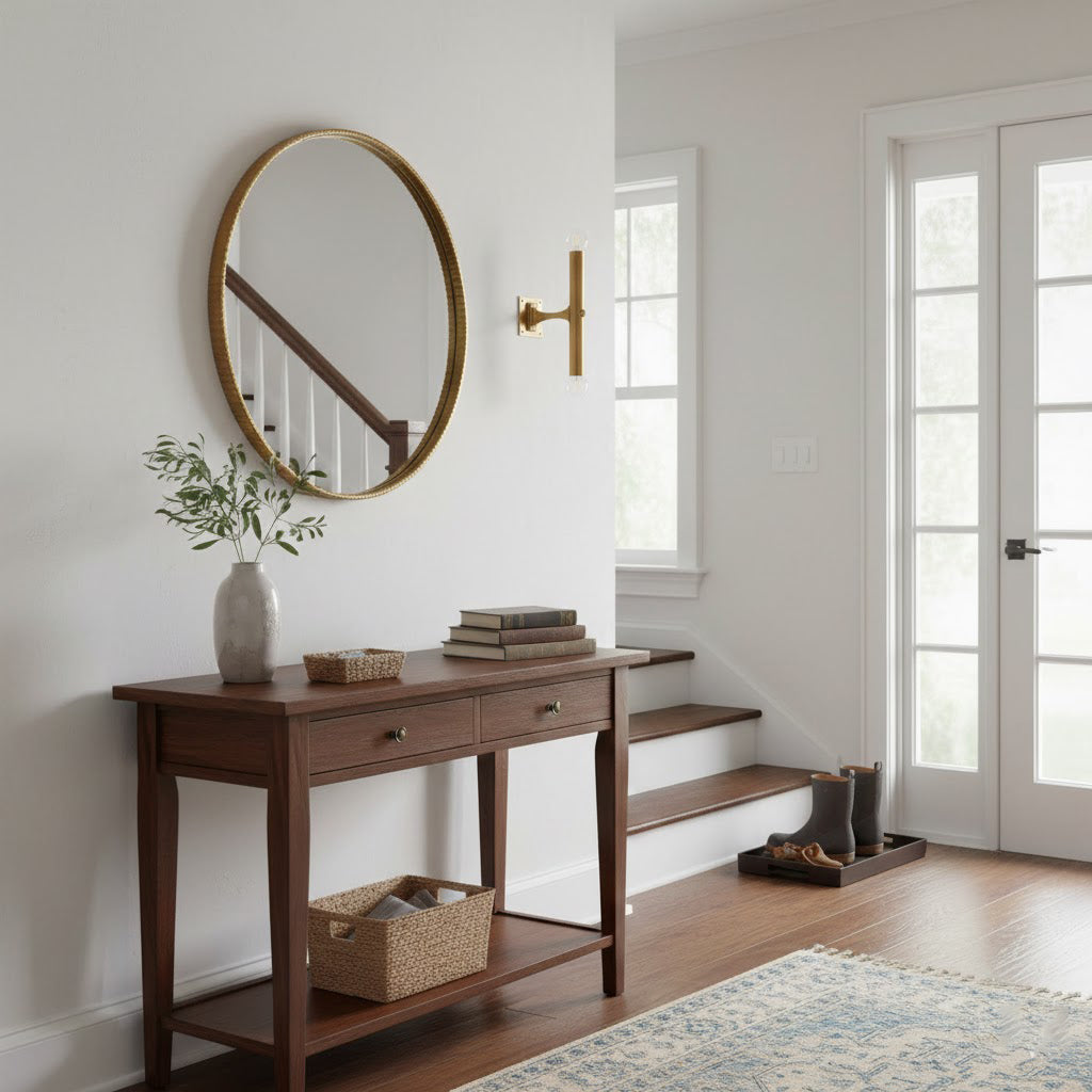 Angled view of the Vesper Wall Lamp highlighting its slim form.