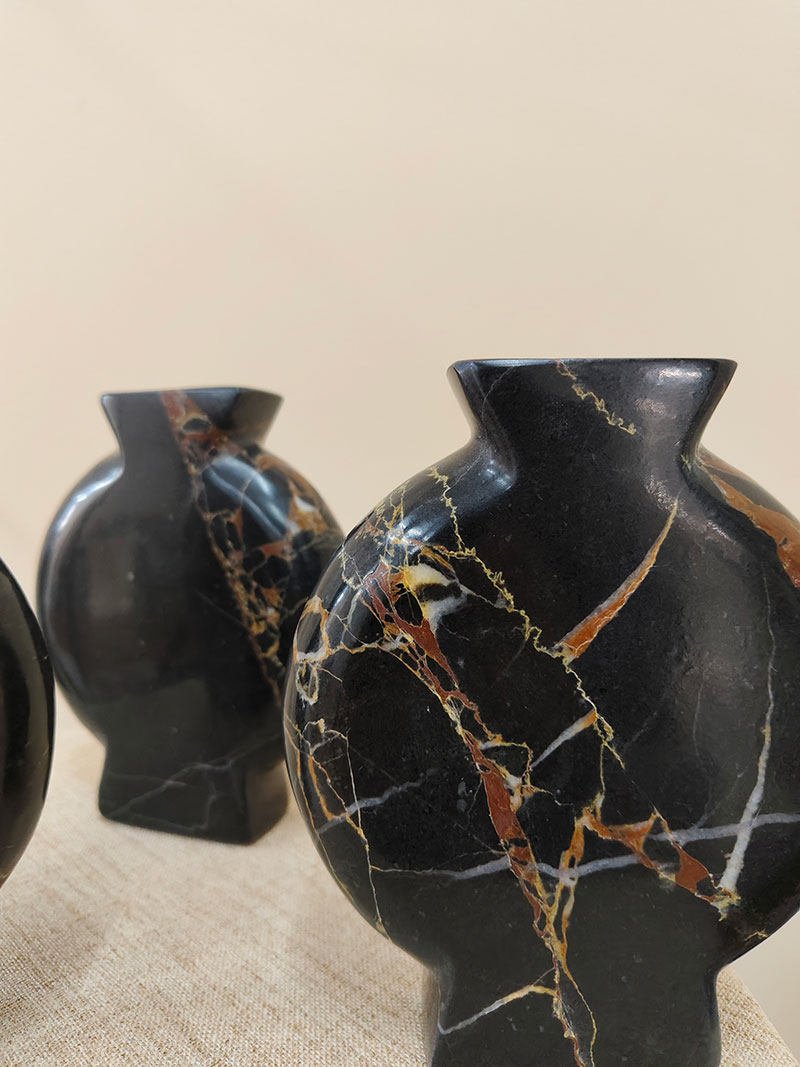 Vetra Noir Marble Vase-Neutral Decor