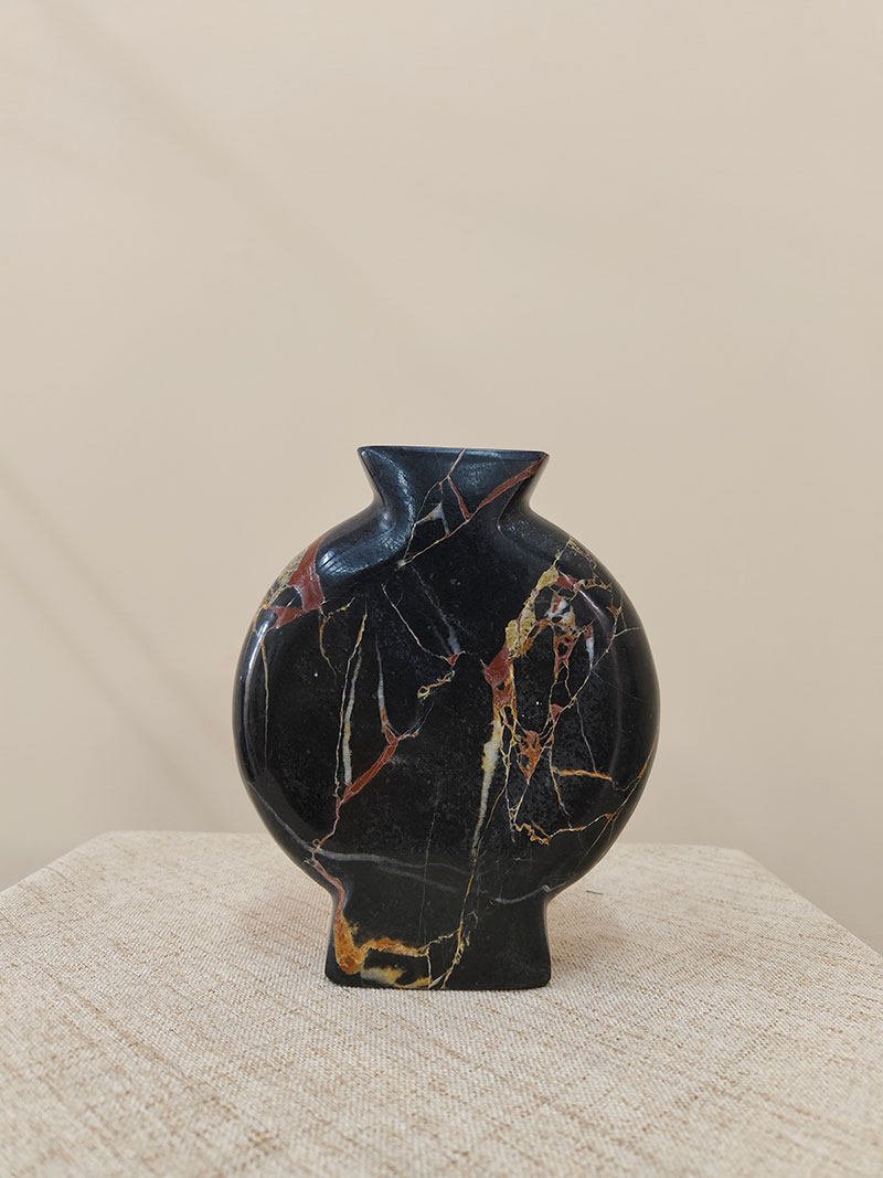 Vetra Noir Marble Vase-Neutral Decor