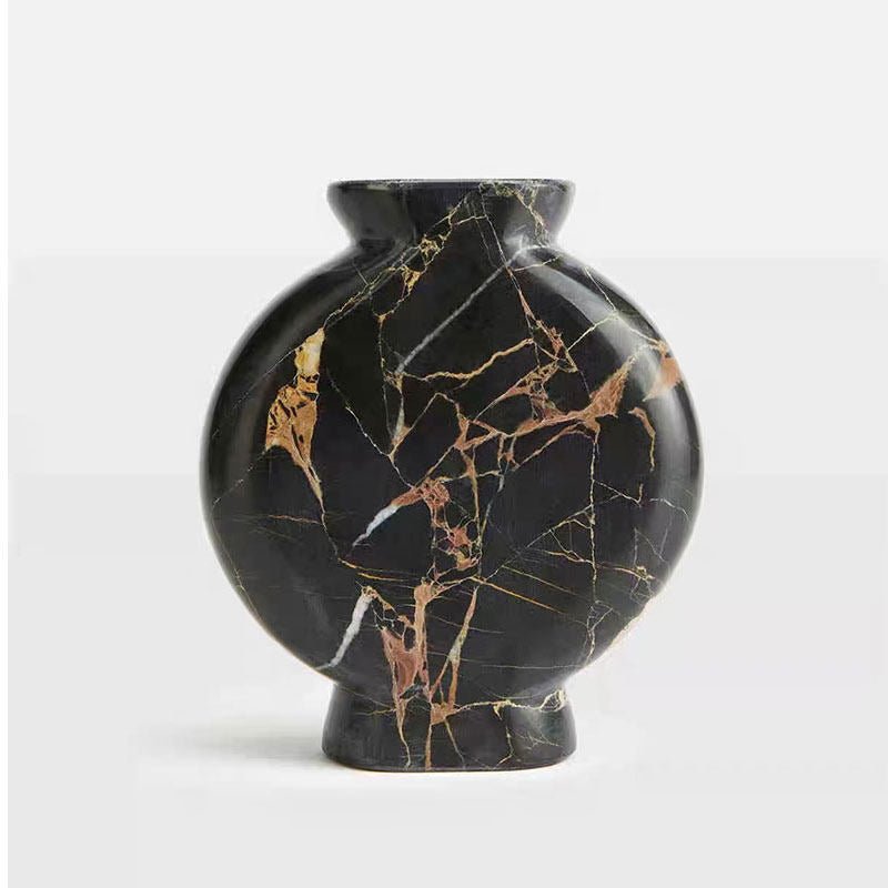 Vetra Noir Marble Vase-Neutral Decor