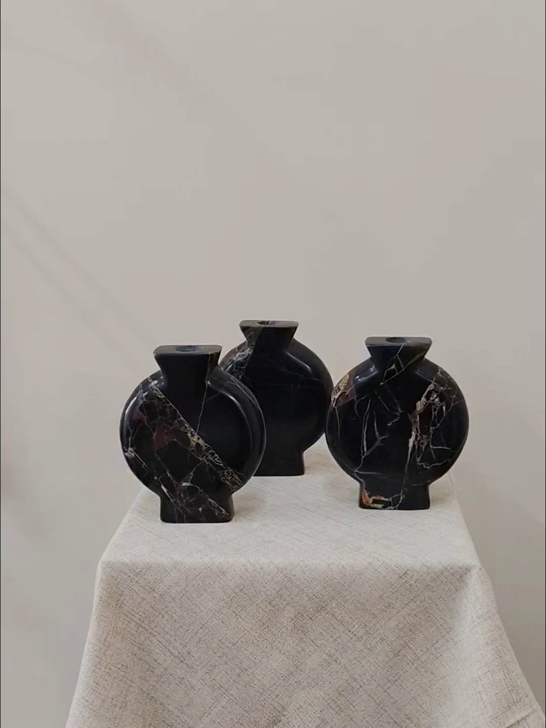 Vetra Noir Marble Vase-Neutral Decor