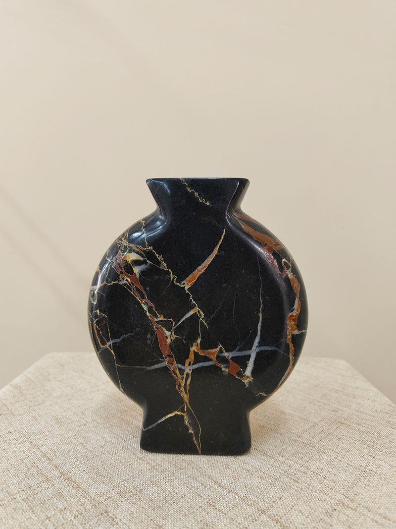 Vetra Noir Marble Vase-Neutral Decor