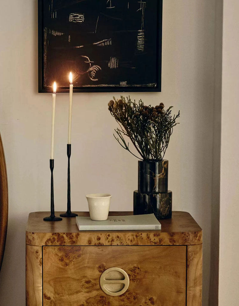 Vetra Noir Marble Vase-Neutral Decor