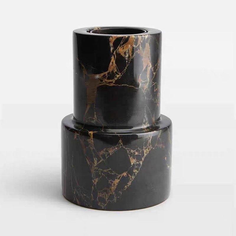 Vetra Noir Marble Vase-Neutral Decor