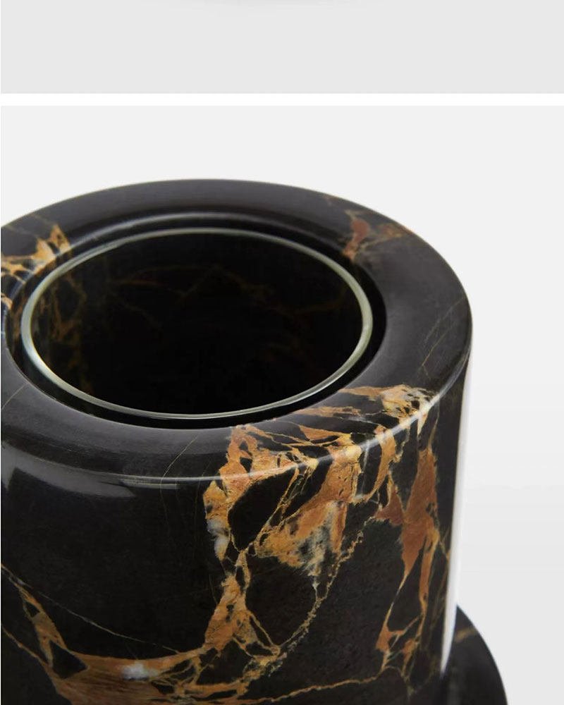 Vetra Noir Marble Vase-Neutral Decor
