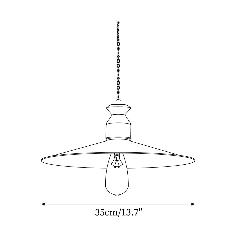 Pendant Lamp Scalloped Brass Shade Walnut Wood Vintage