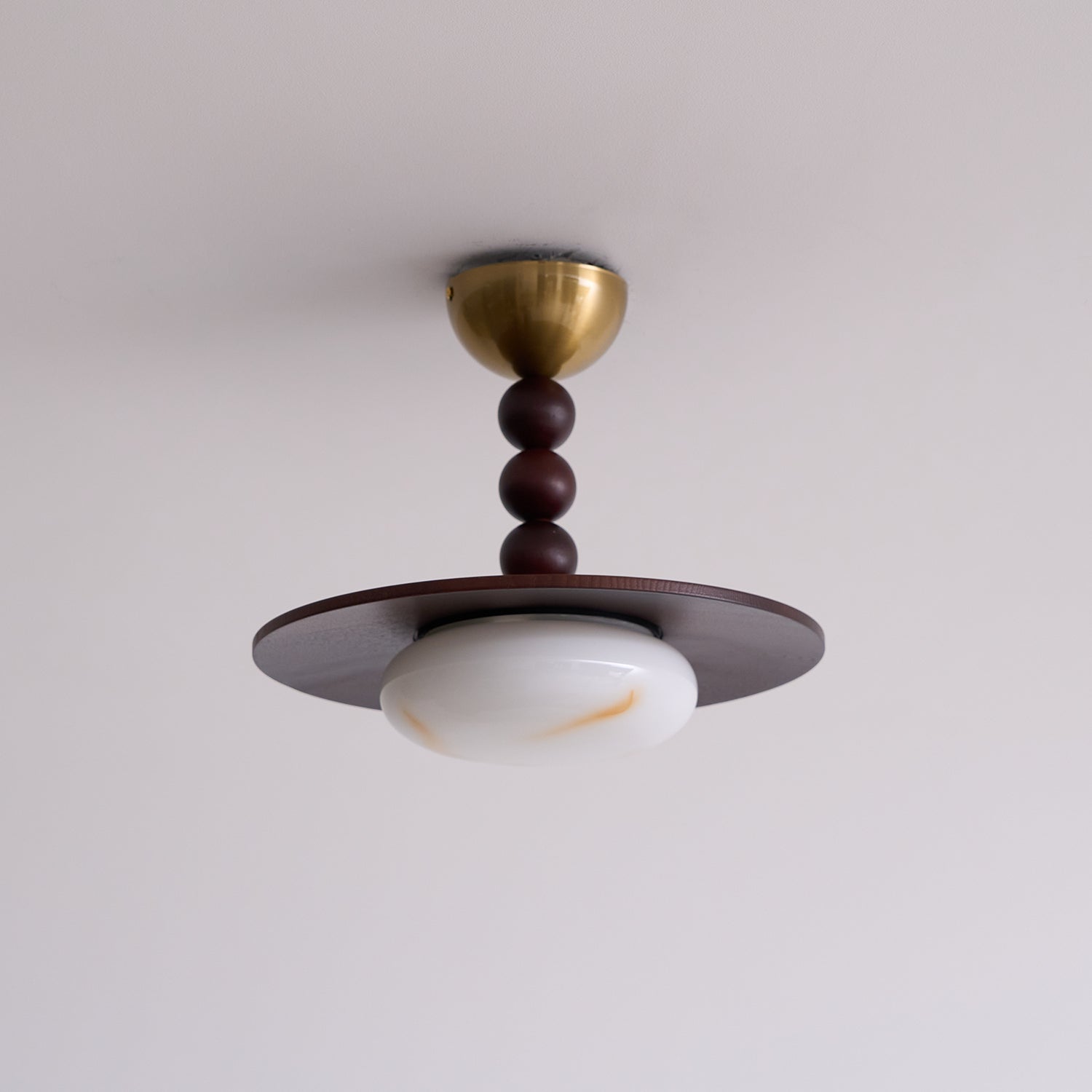 Muto Ceiling Light Walnut Color & White Imitation Alabaster - Neutralighting