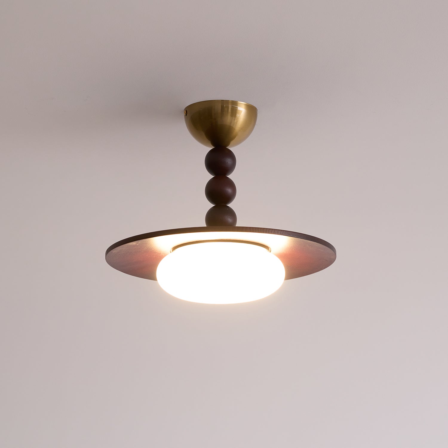 Muto Ceiling Light Walnut Color & White Imitation Alabaster - Neutralighting