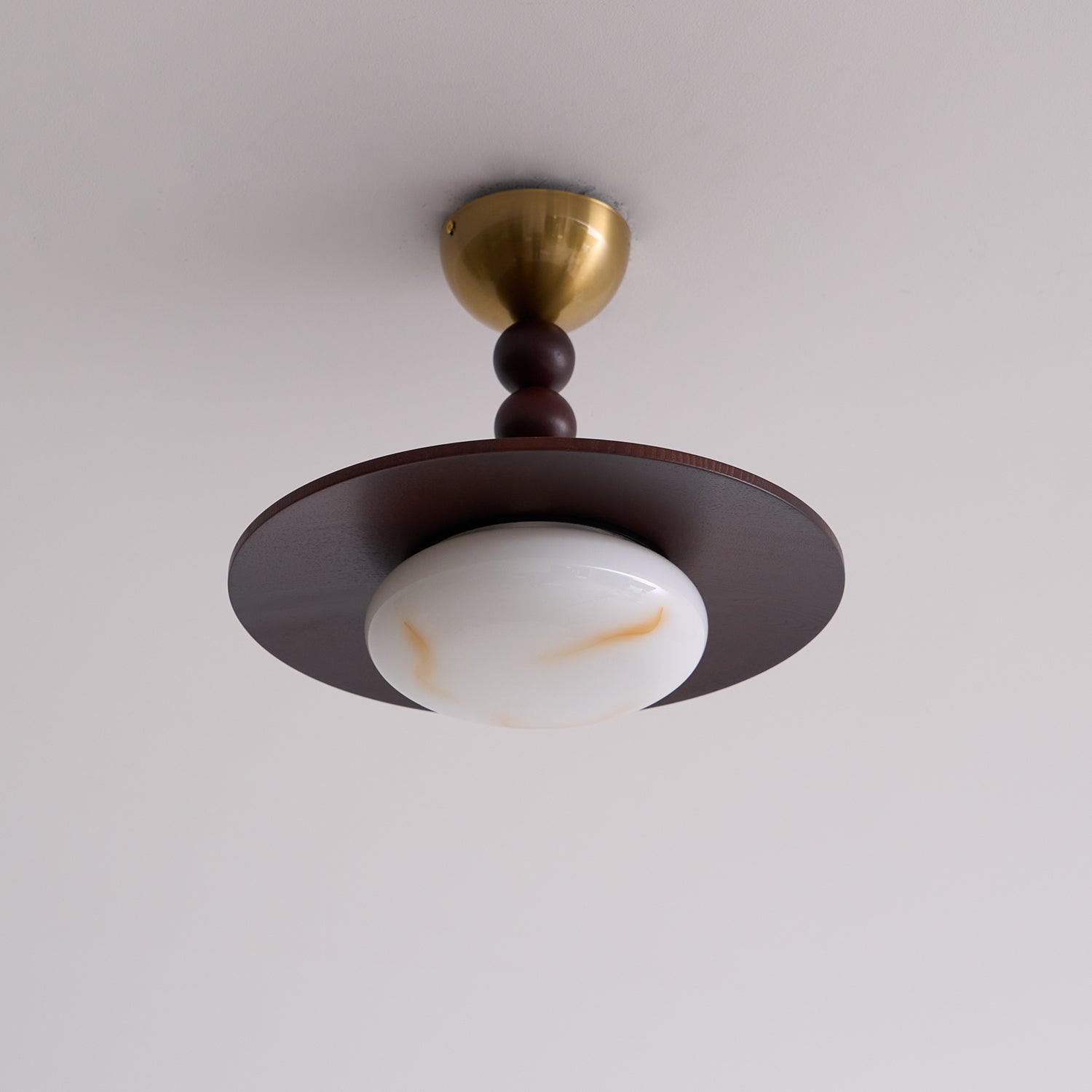 Muto Ceiling Light Walnut Color & White Imitation Alabaster - Neutralighting