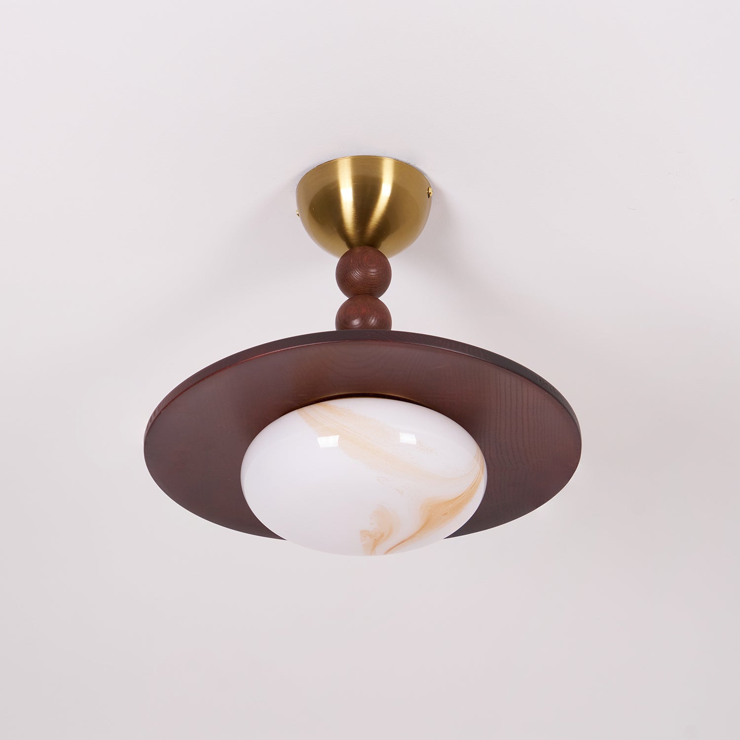 Muto Ceiling Light Walnut Color & White Imitation Alabaster - Neutralighting