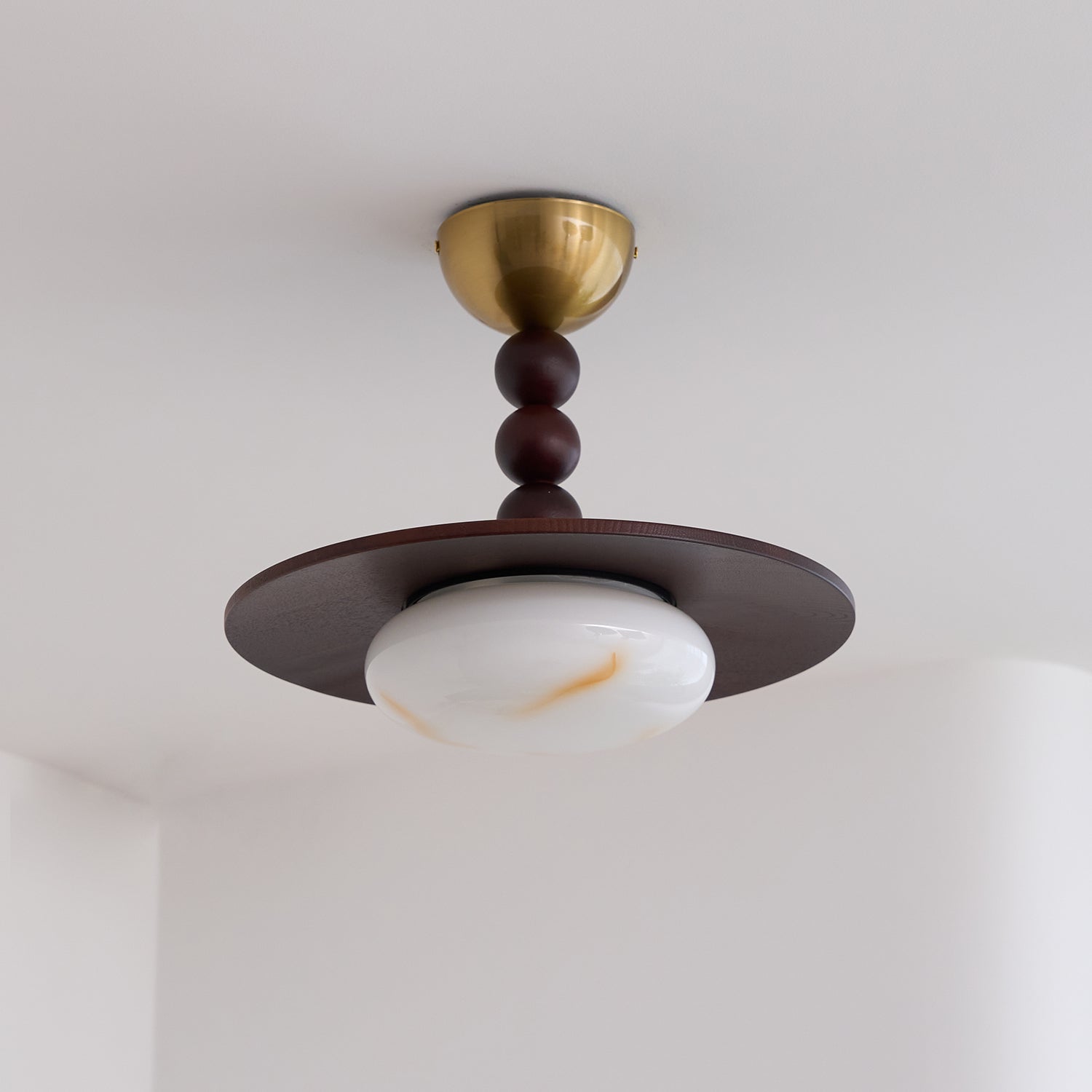 Muto Ceiling Light Walnut Color & White Imitation Alabaster - Neutralighting
