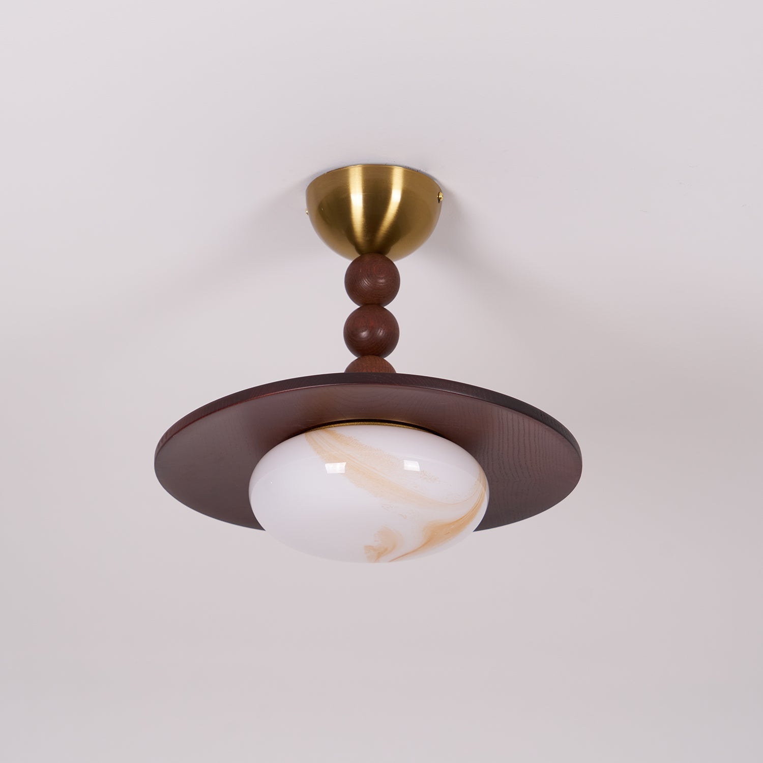 Muto Ceiling Light Walnut Color & White Imitation Alabaster - Neutralighting